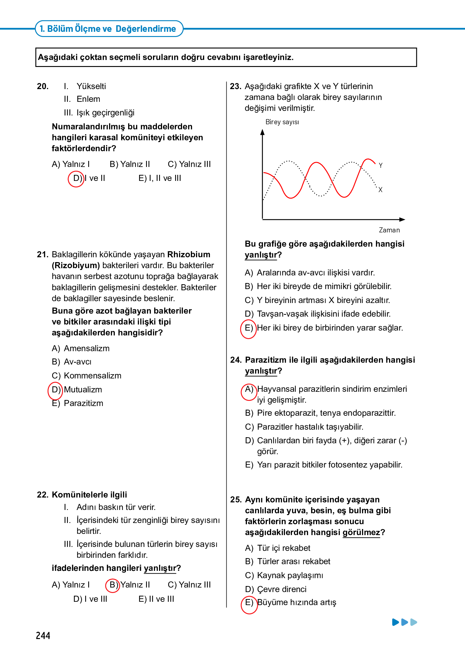 11. Sınıf Meb Yayınları Fen Lisesi Biyoloji Ders Kitabı Sayfa 244 Cevapları 11. Sınıf Meb Yayınları Fen Lisesi Biyoloji Ders Kitabı Sayfa 244 Cevapları