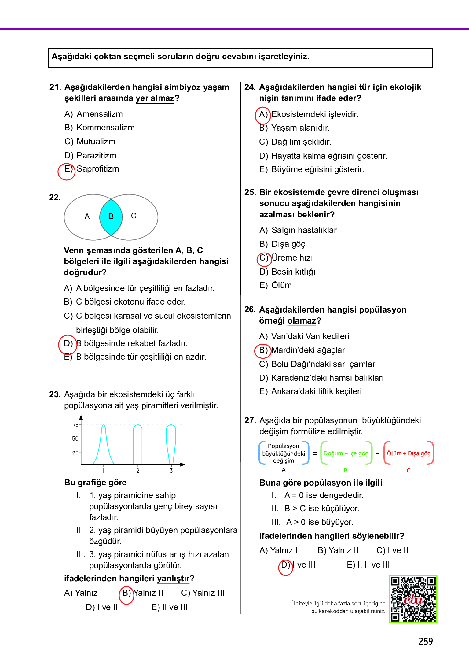 11. Sınıf Meb Yayınları Fen Lisesi Biyoloji Ders Kitabı Sayfa 259 Cevapları 11. Sınıf Meb Yayınları Fen Lisesi Biyoloji Ders Kitabı Sayfa 259 Cevapları