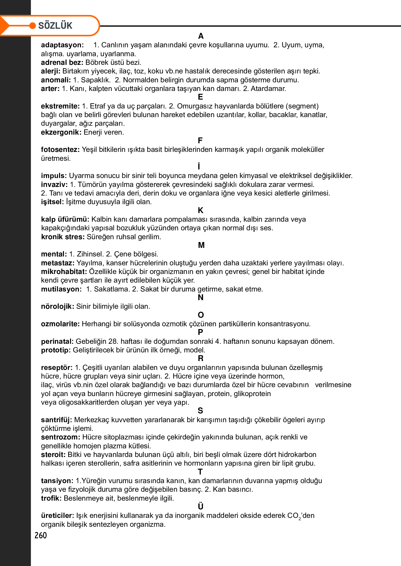 11. Sınıf Meb Yayınları Fen Lisesi Biyoloji Ders Kitabı Sayfa 260 Cevapları