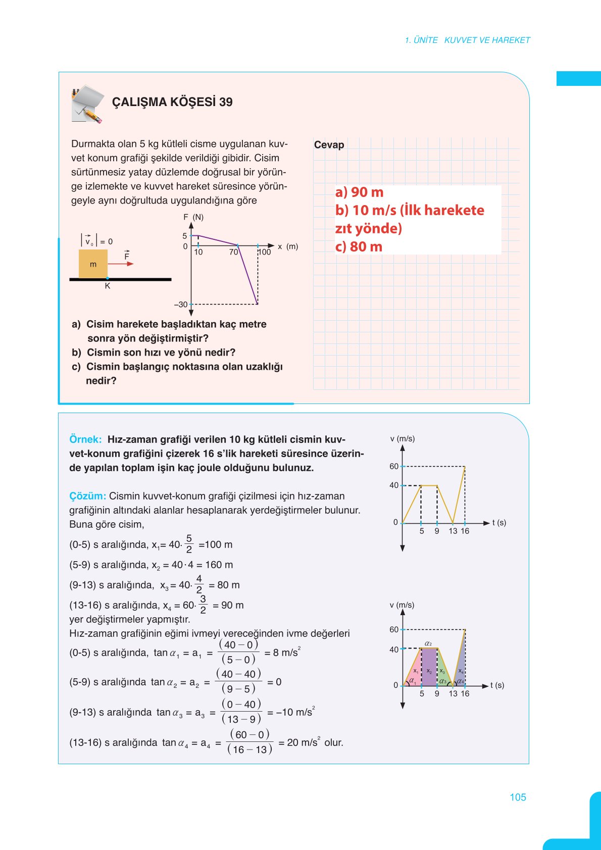 11. Sınıf Meb Yayınları Fen Lisesi Fizik Ders Kitabı Sayfa 105 Cevapları