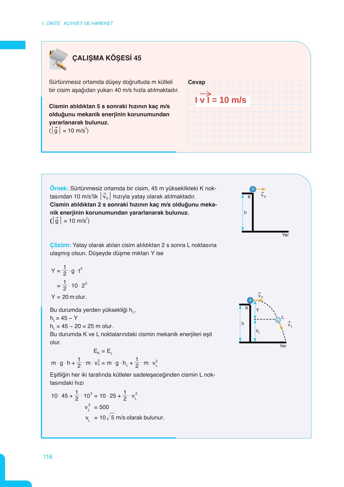 11. Sınıf Meb Yayınları Fen Lisesi Fizik Ders Kitabı Sayfa 116 Cevapları
