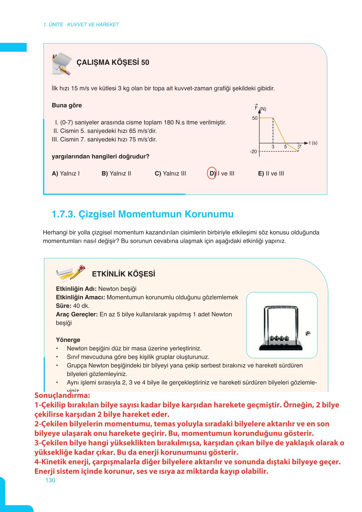 11. Sınıf Meb Yayınları Fen Lisesi Fizik Ders Kitabı Sayfa 130 Cevapları