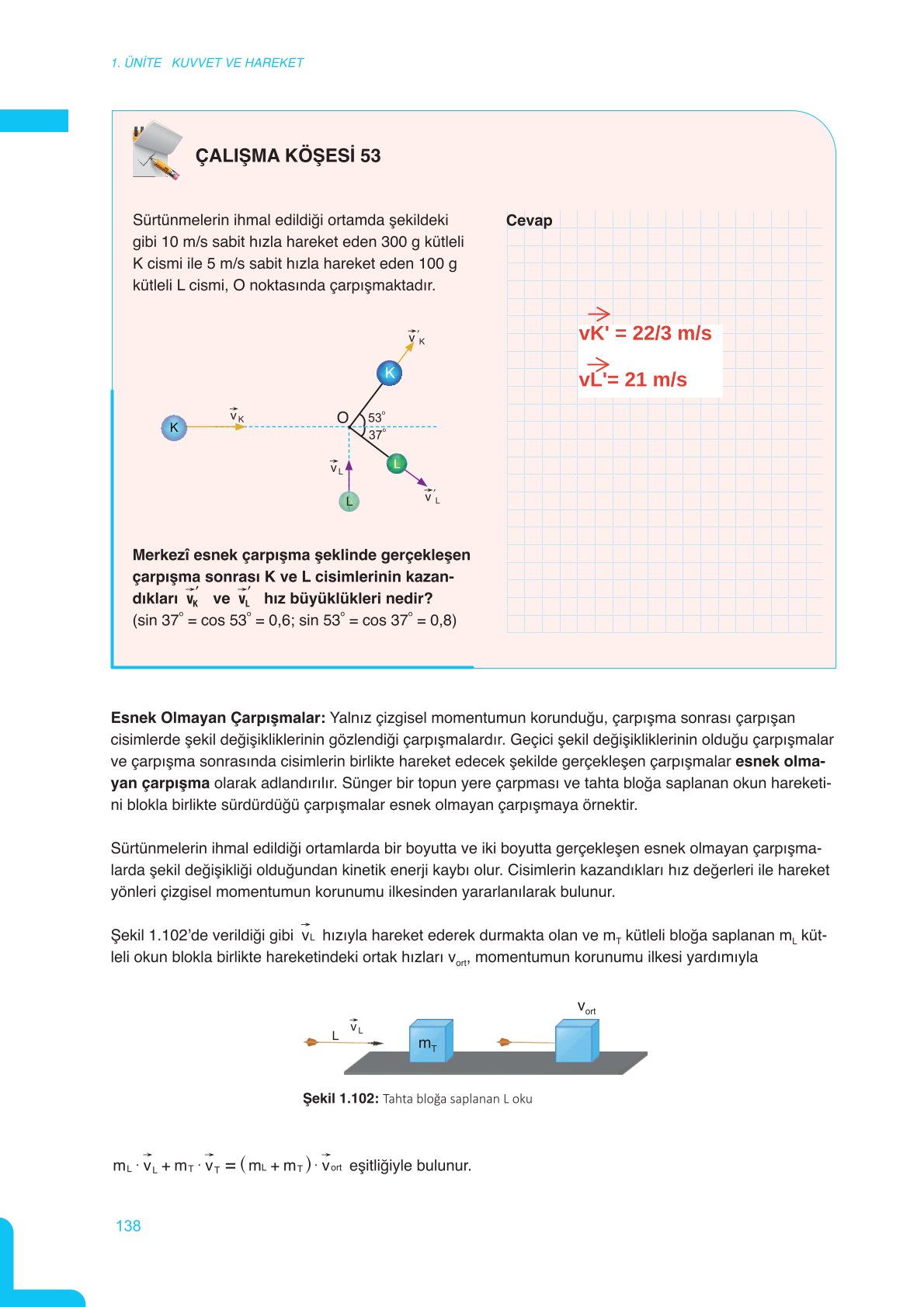 11. Sınıf Meb Yayınları Fen Lisesi Fizik Ders Kitabı Sayfa 138 Cevapları