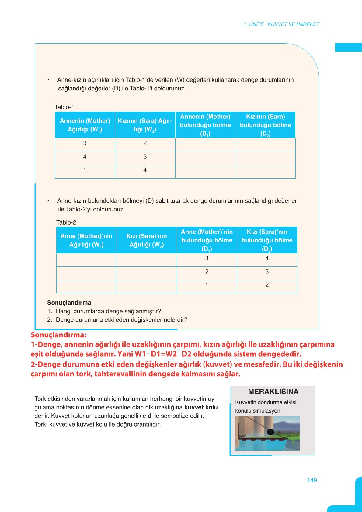 11. Sınıf Meb Yayınları Fen Lisesi Fizik Ders Kitabı Sayfa 149 Cevapları