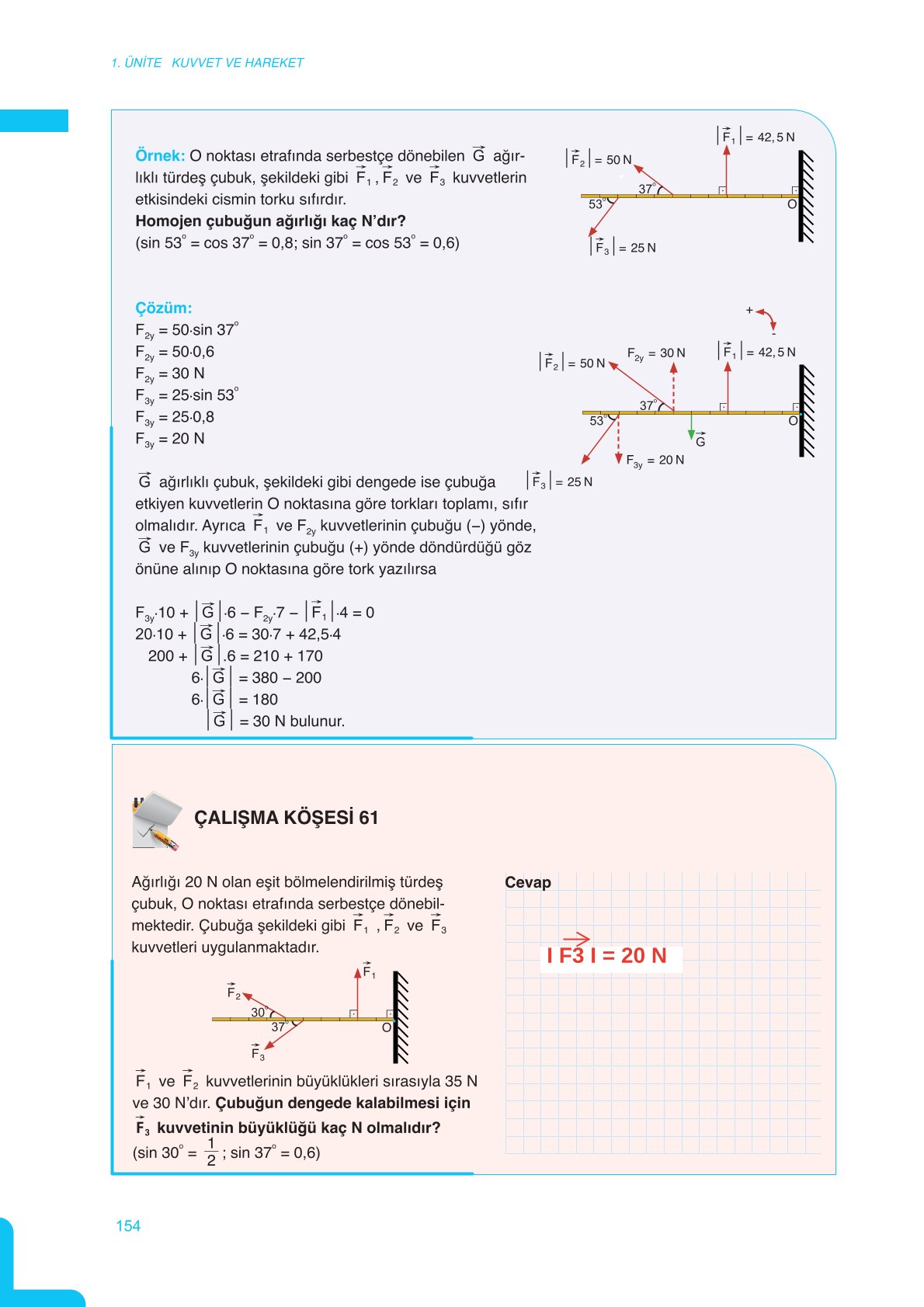 11. Sınıf Meb Yayınları Fen Lisesi Fizik Ders Kitabı Sayfa 154 Cevapları