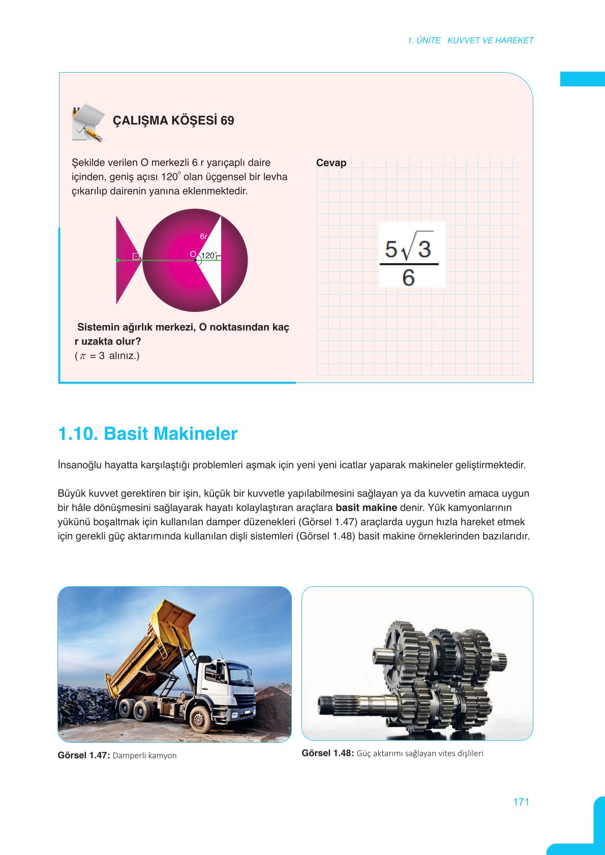 11. Sınıf Meb Yayınları Fen Lisesi Fizik Ders Kitabı Sayfa 171 Cevapları