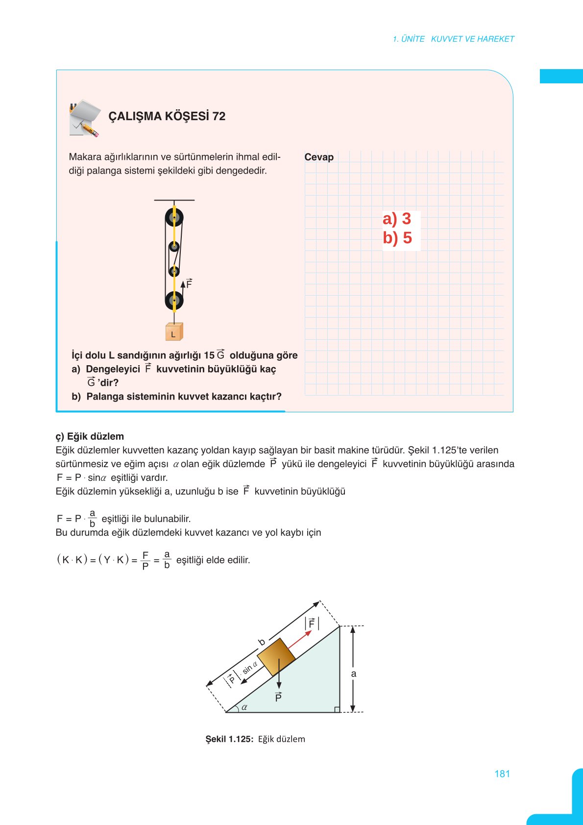 11. Sınıf Meb Yayınları Fen Lisesi Fizik Ders Kitabı Sayfa 181 Cevapları