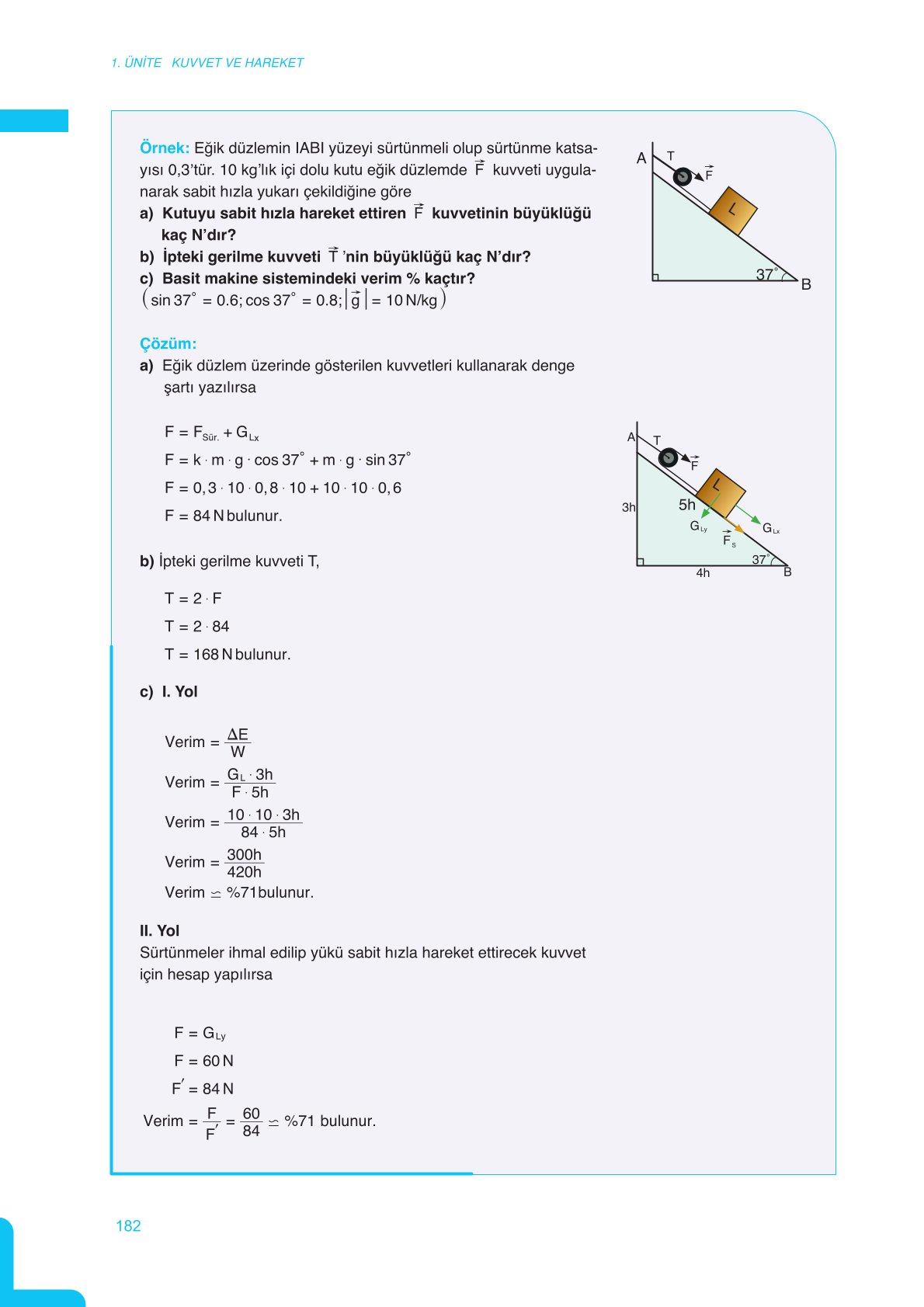 11. Sınıf Meb Yayınları Fen Lisesi Fizik Ders Kitabı Sayfa 182 Cevapları
