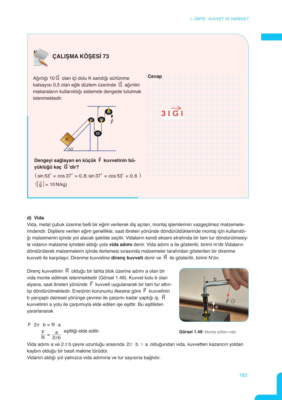 11. Sınıf Meb Yayınları Fen Lisesi Fizik Ders Kitabı Sayfa 183 Cevapları