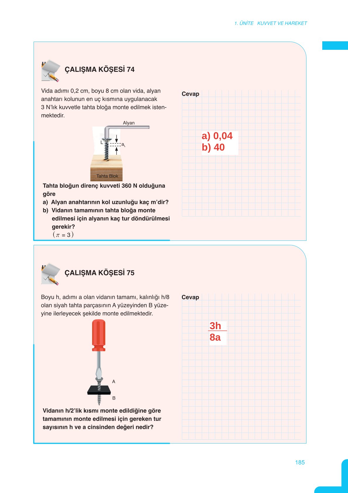 11. Sınıf Meb Yayınları Fen Lisesi Fizik Ders Kitabı Sayfa 185 Cevapları 11. Sınıf Meb Yayınları Fen Lisesi Fizik Ders Kitabı Sayfa 185 Cevapları