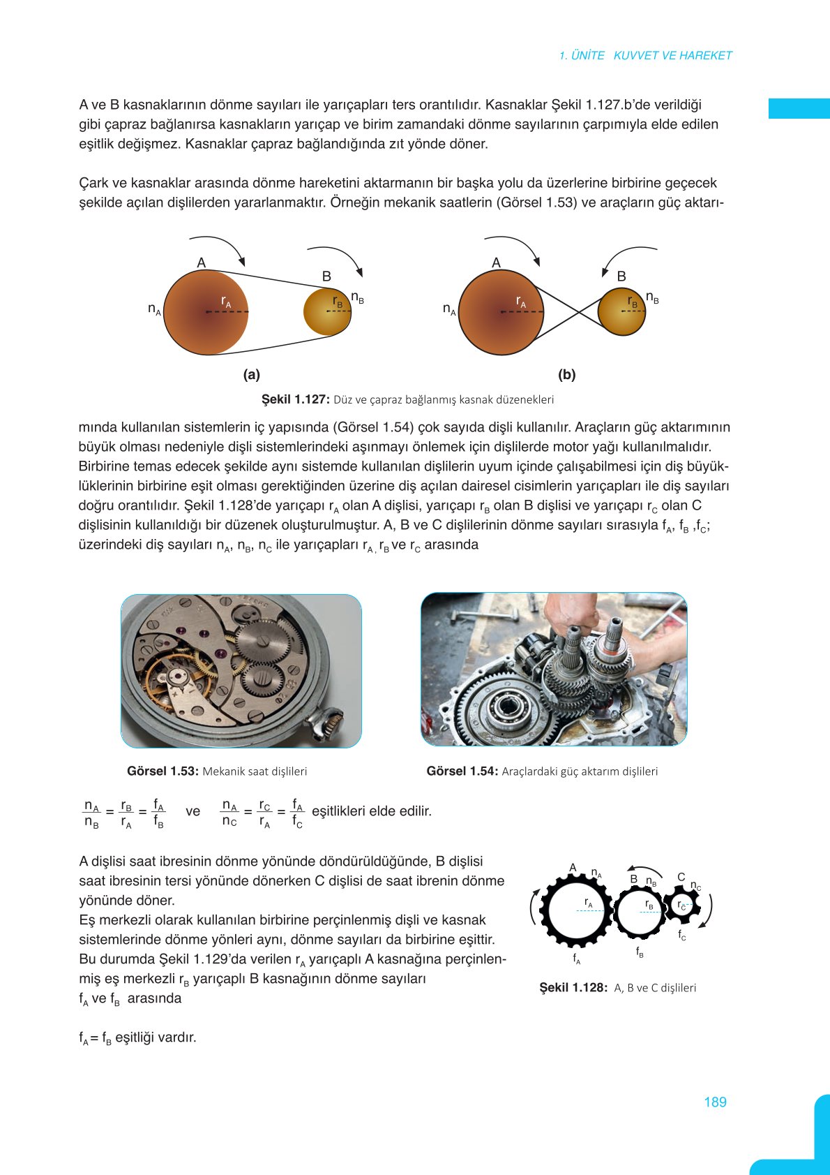 11. Sınıf Meb Yayınları Fen Lisesi Fizik Ders Kitabı Sayfa 189 Cevapları