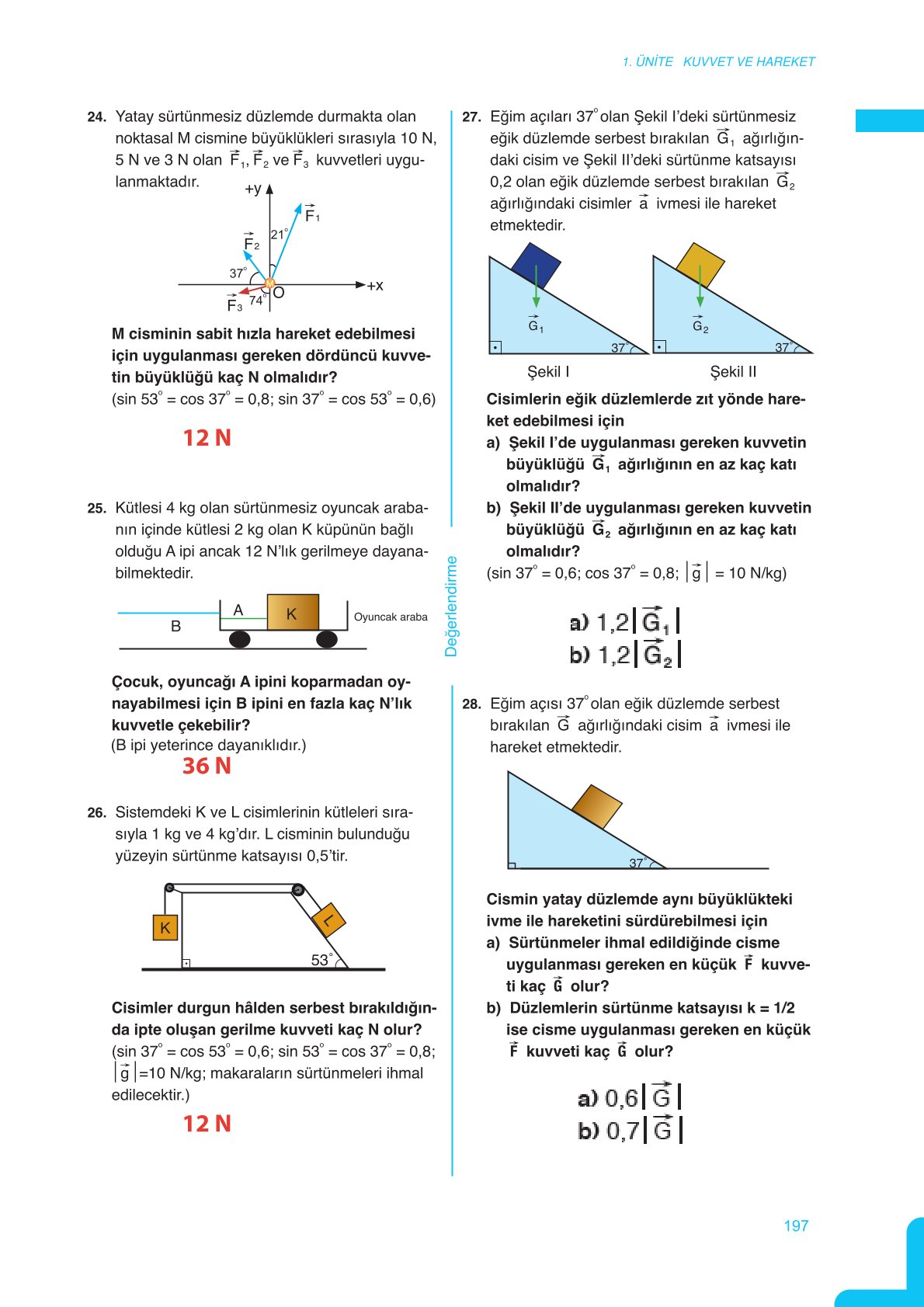 11. Sınıf Meb Yayınları Fen Lisesi Fizik Ders Kitabı Sayfa 197 Cevapları