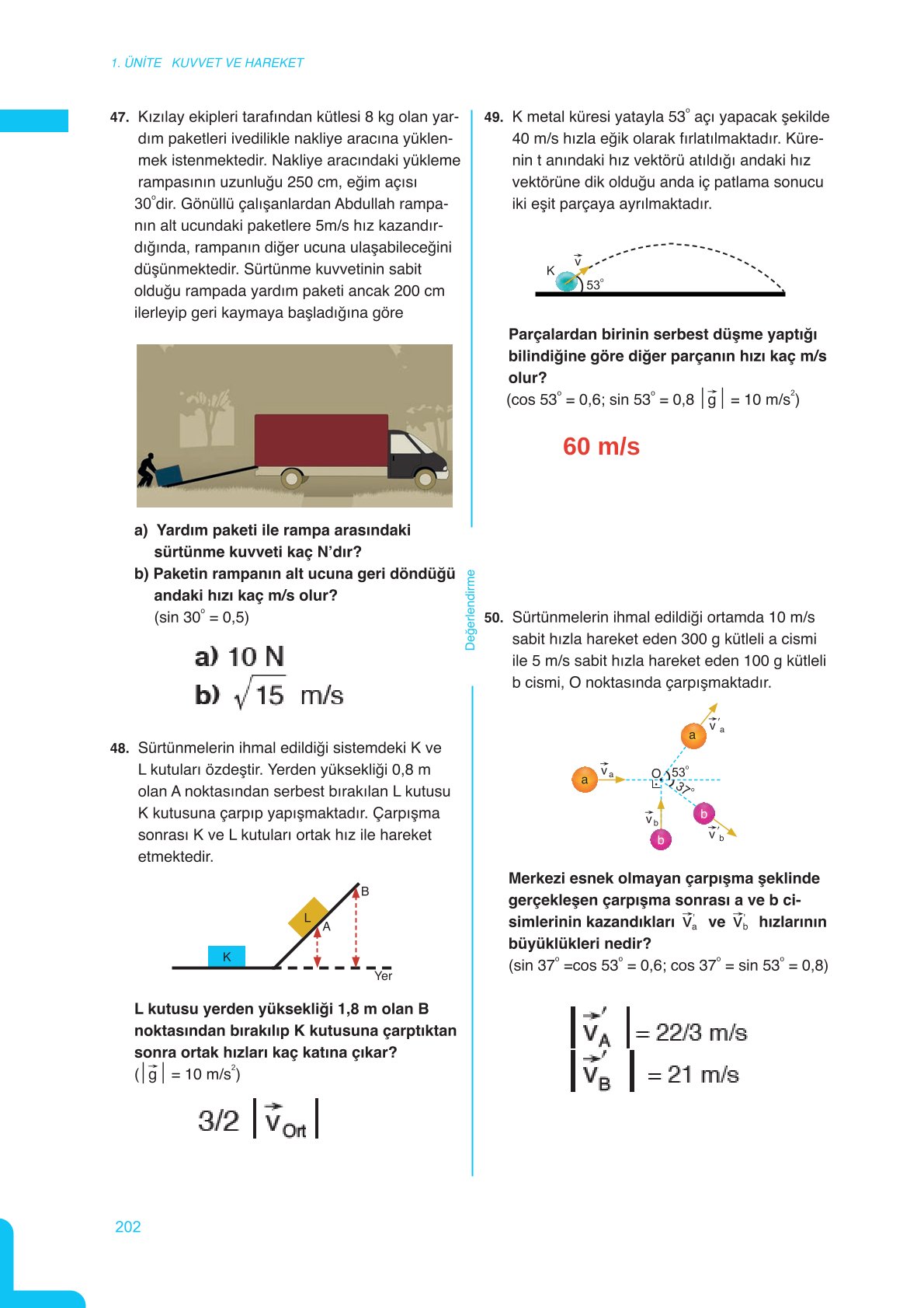 11. Sınıf Meb Yayınları Fen Lisesi Fizik Ders Kitabı Sayfa 202 Cevapları