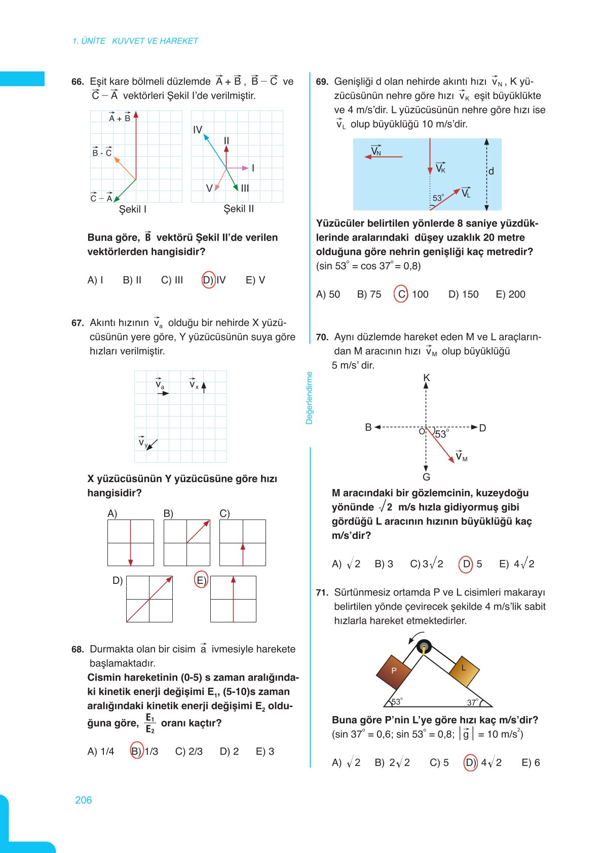 11. Sınıf Meb Yayınları Fen Lisesi Fizik Ders Kitabı Sayfa 206 Cevapları 11. Sınıf Meb Yayınları Fen Lisesi Fizik Ders Kitabı Sayfa 206 Cevapları