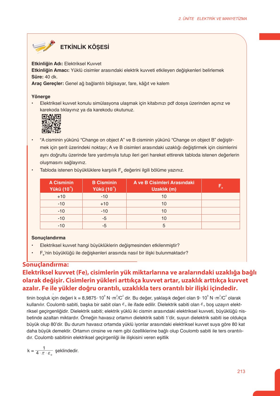 11. Sınıf Meb Yayınları Fen Lisesi Fizik Ders Kitabı Sayfa 213 Cevapları