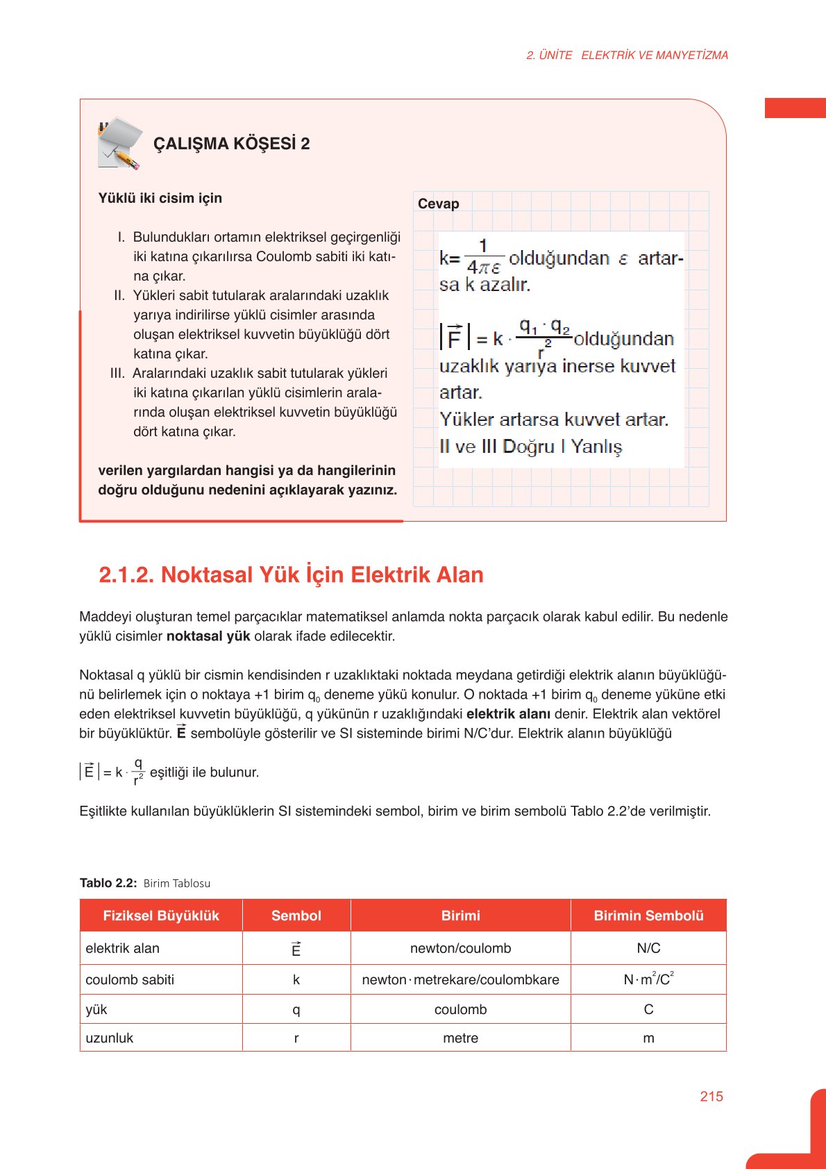 11. Sınıf Meb Yayınları Fen Lisesi Fizik Ders Kitabı Sayfa 215 Cevapları