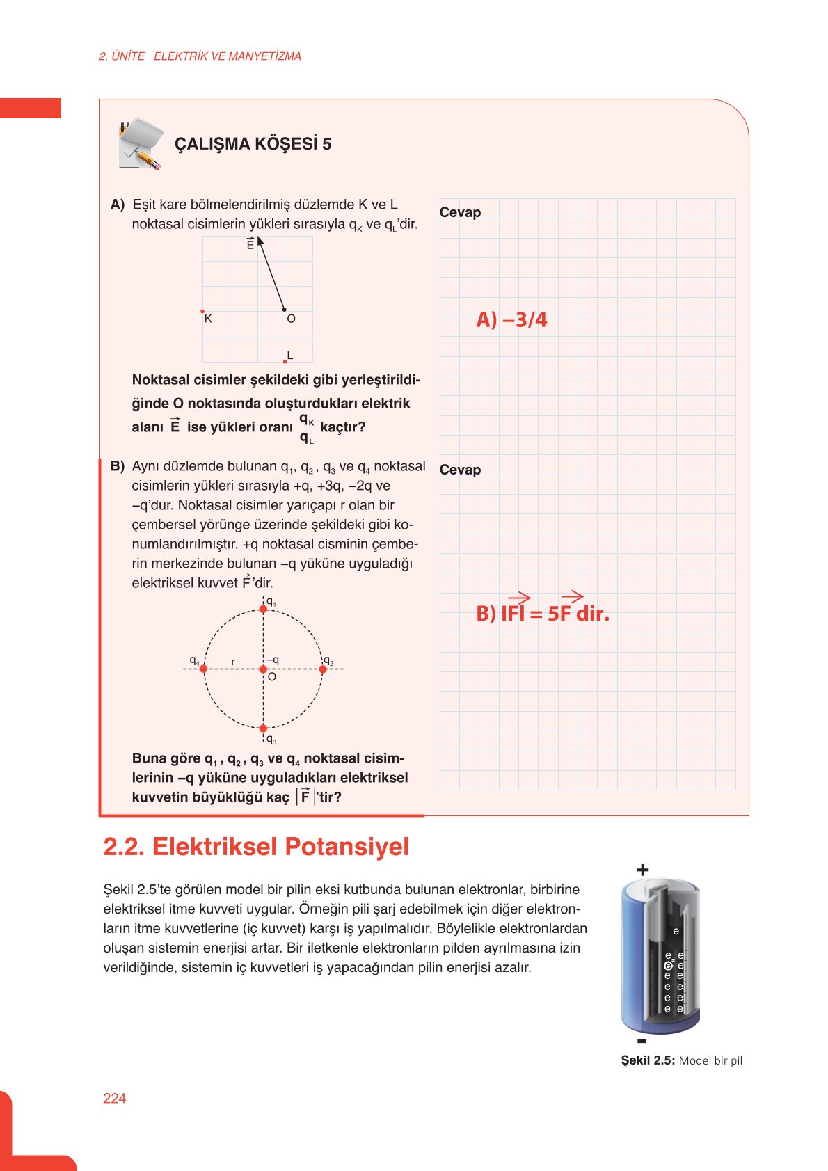 11. Sınıf Meb Yayınları Fen Lisesi Fizik Ders Kitabı Sayfa 224 Cevapları