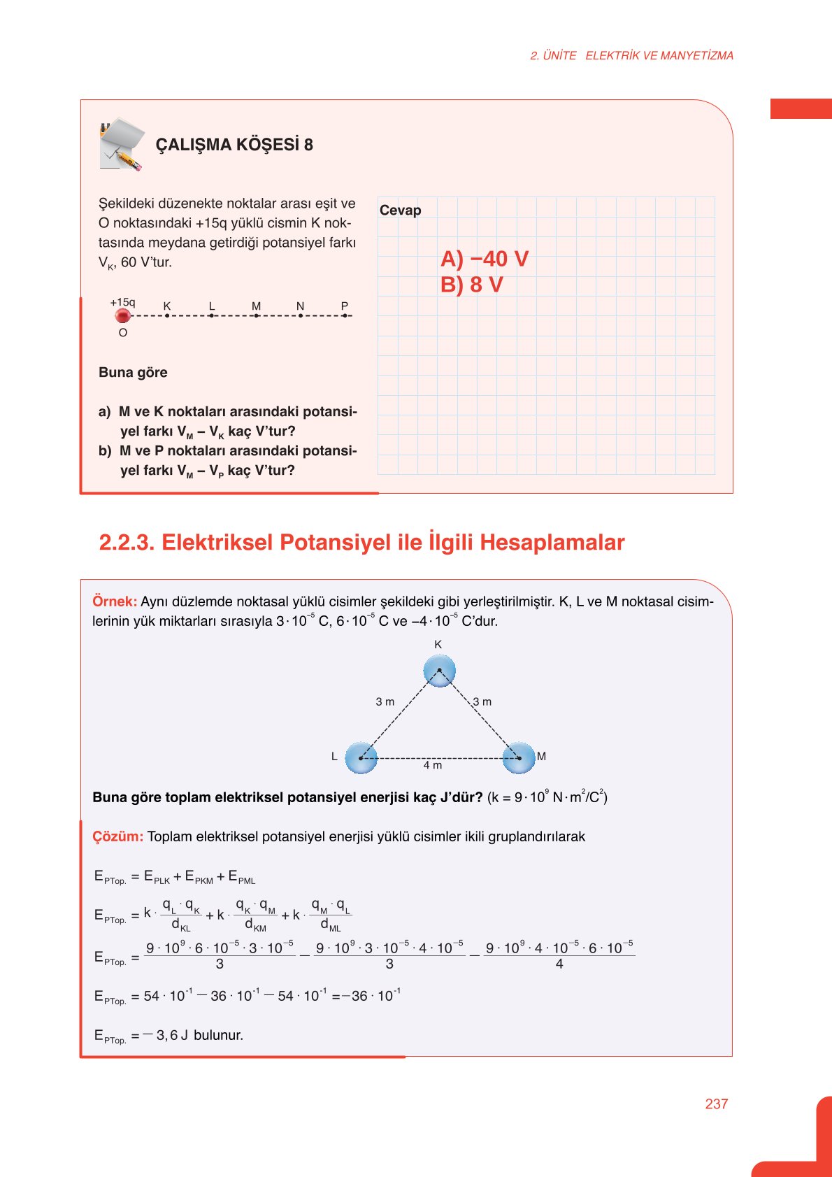 11. Sınıf Meb Yayınları Fen Lisesi Fizik Ders Kitabı Sayfa 237 Cevapları