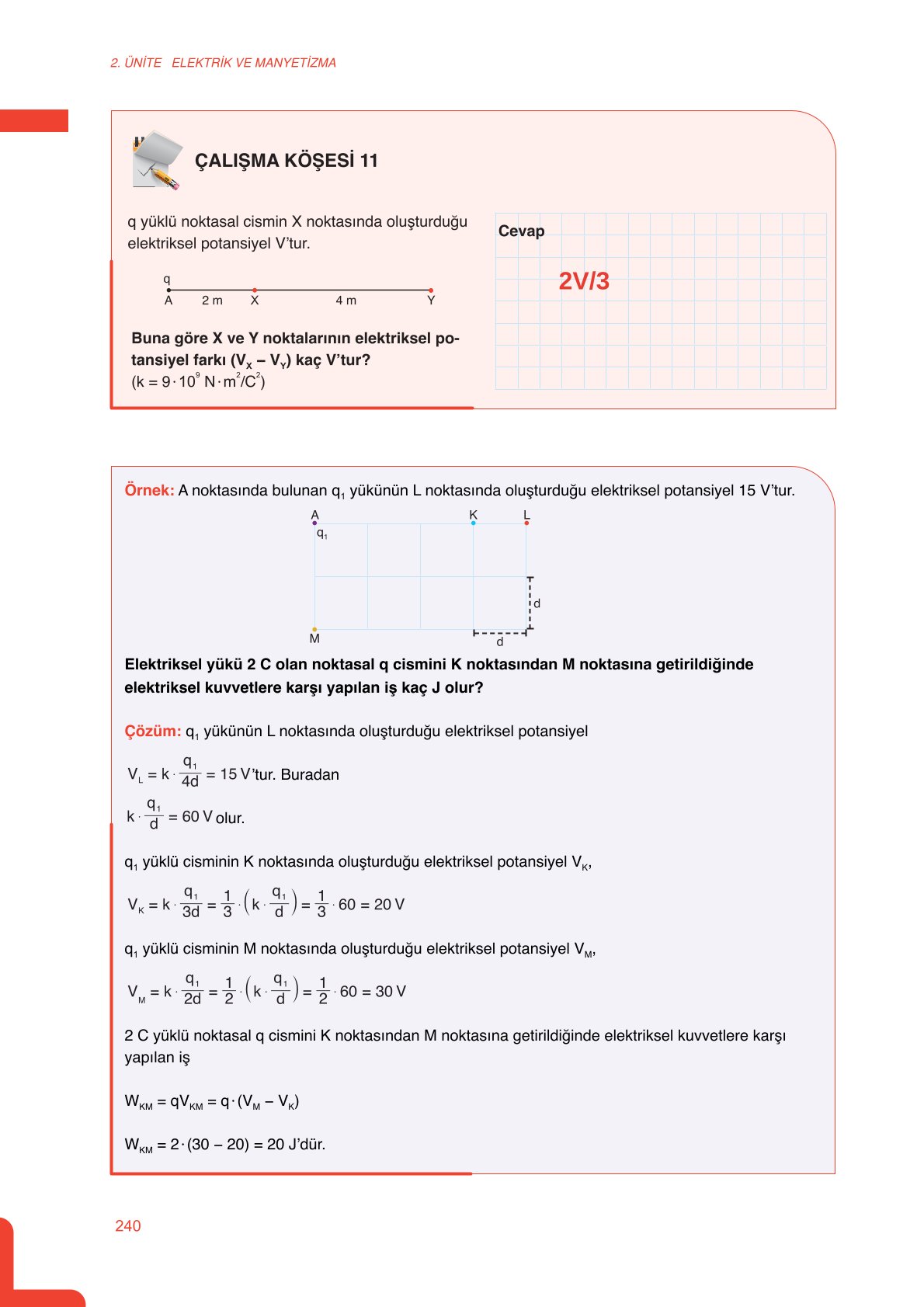 11. Sınıf Meb Yayınları Fen Lisesi Fizik Ders Kitabı Sayfa 240 Cevapları
