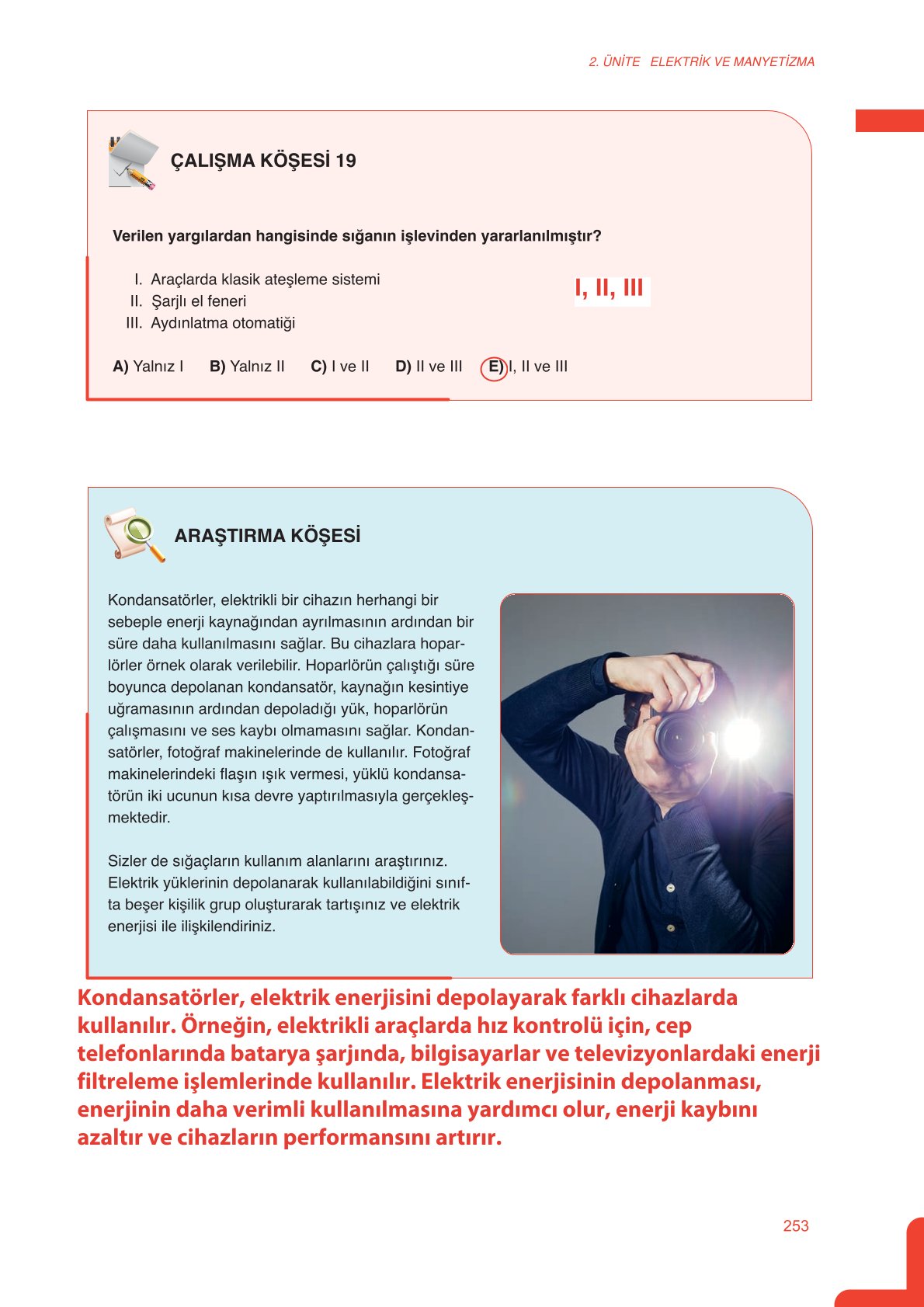 11. Sınıf Meb Yayınları Fen Lisesi Fizik Ders Kitabı Sayfa 253 Cevapları