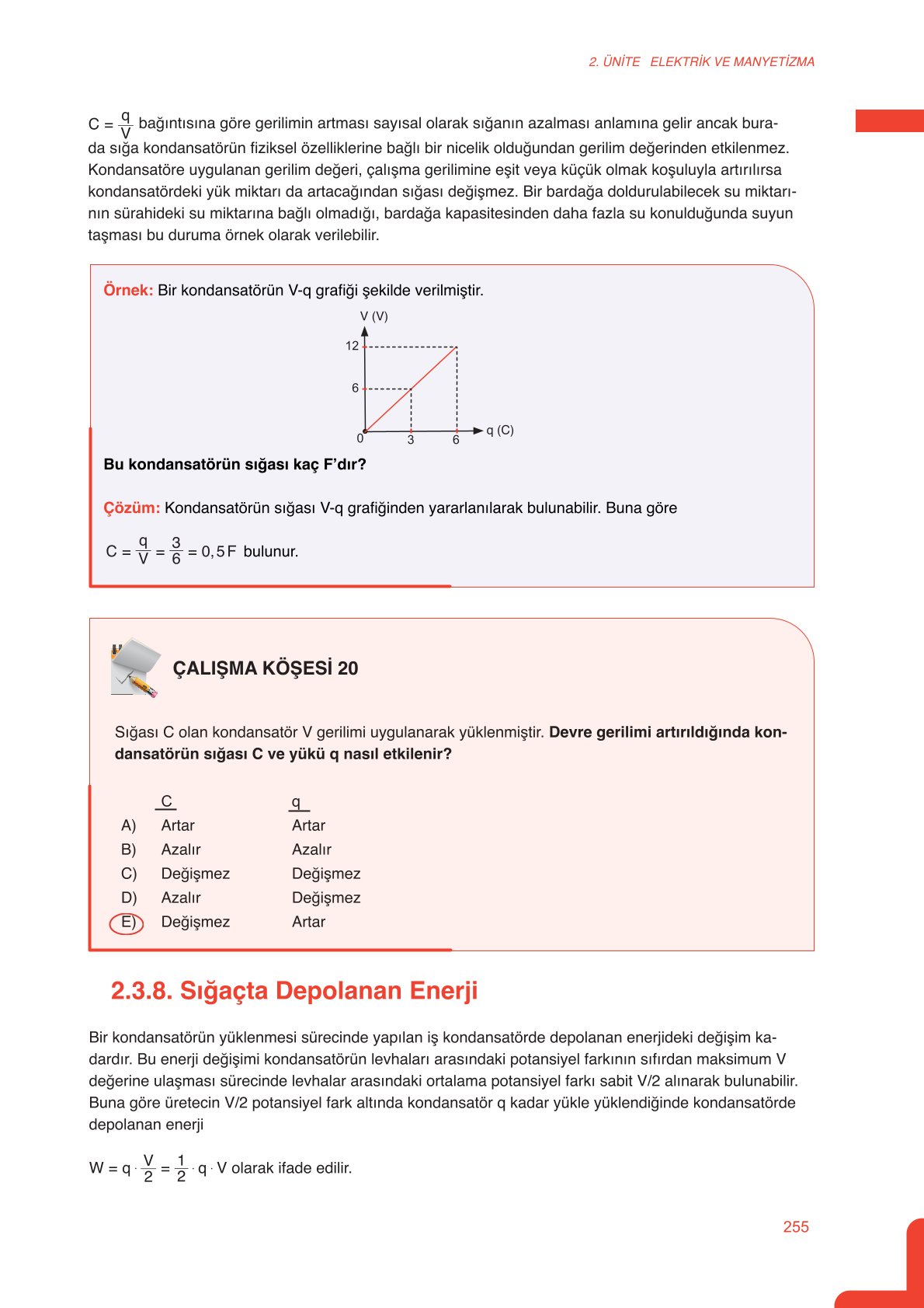 11. Sınıf Meb Yayınları Fen Lisesi Fizik Ders Kitabı Sayfa 255 Cevapları