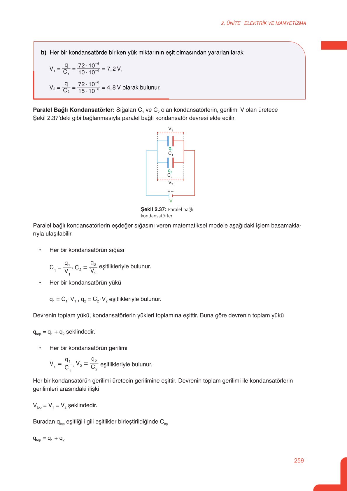 11. Sınıf Meb Yayınları Fen Lisesi Fizik Ders Kitabı Sayfa 259 Cevapları