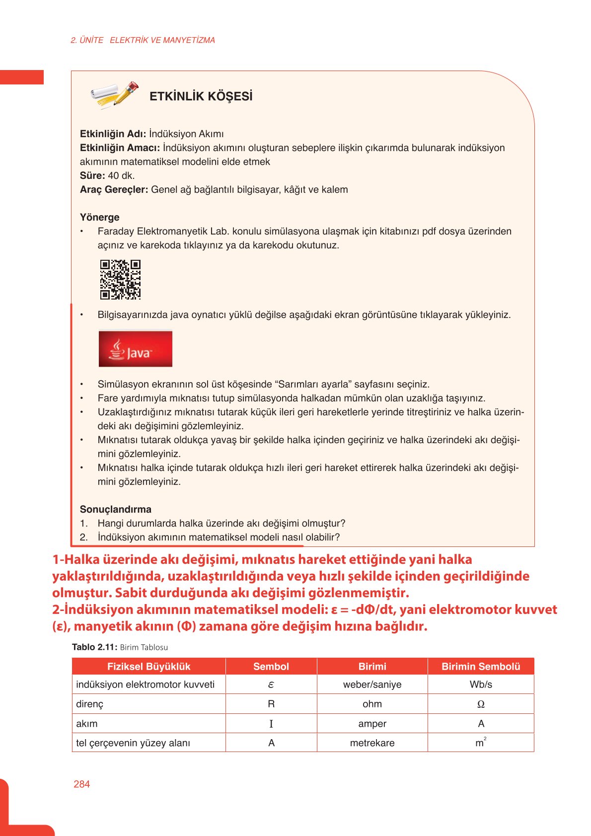11. Sınıf Meb Yayınları Fen Lisesi Fizik Ders Kitabı Sayfa 284 Cevapları