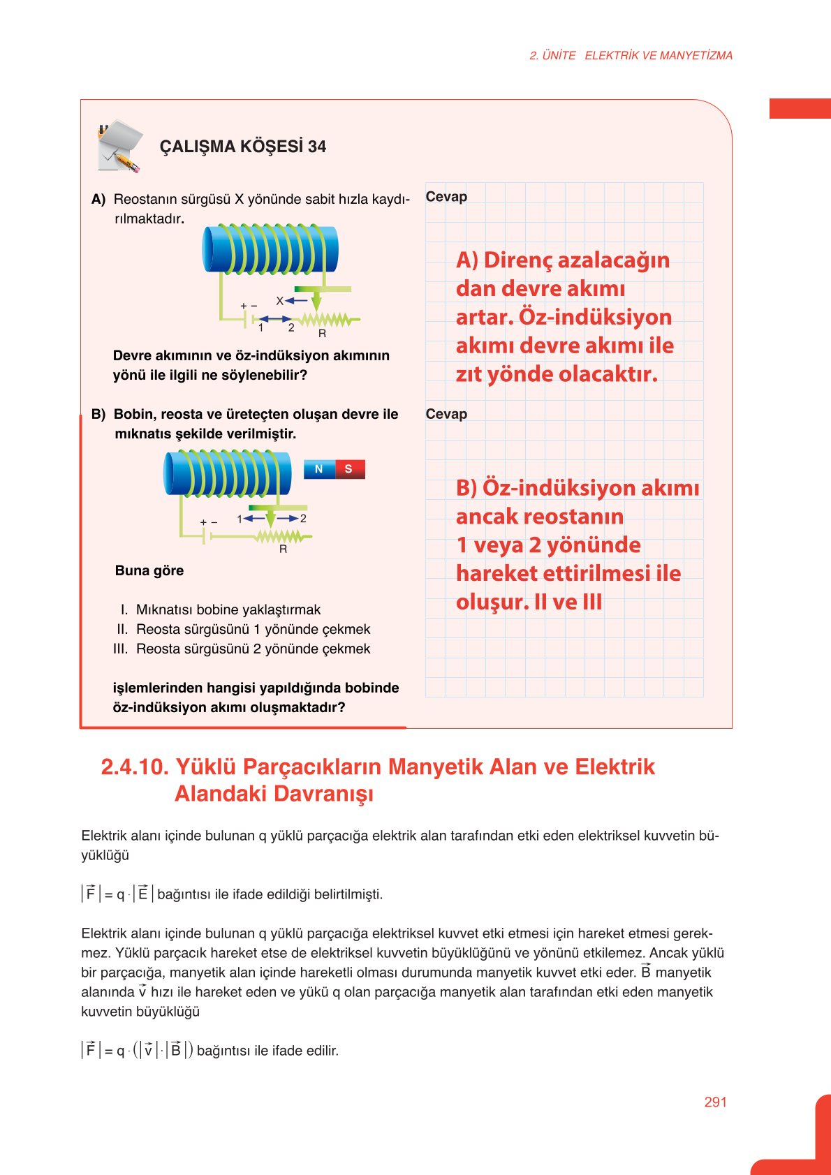 11. Sınıf Meb Yayınları Fen Lisesi Fizik Ders Kitabı Sayfa 291 Cevapları