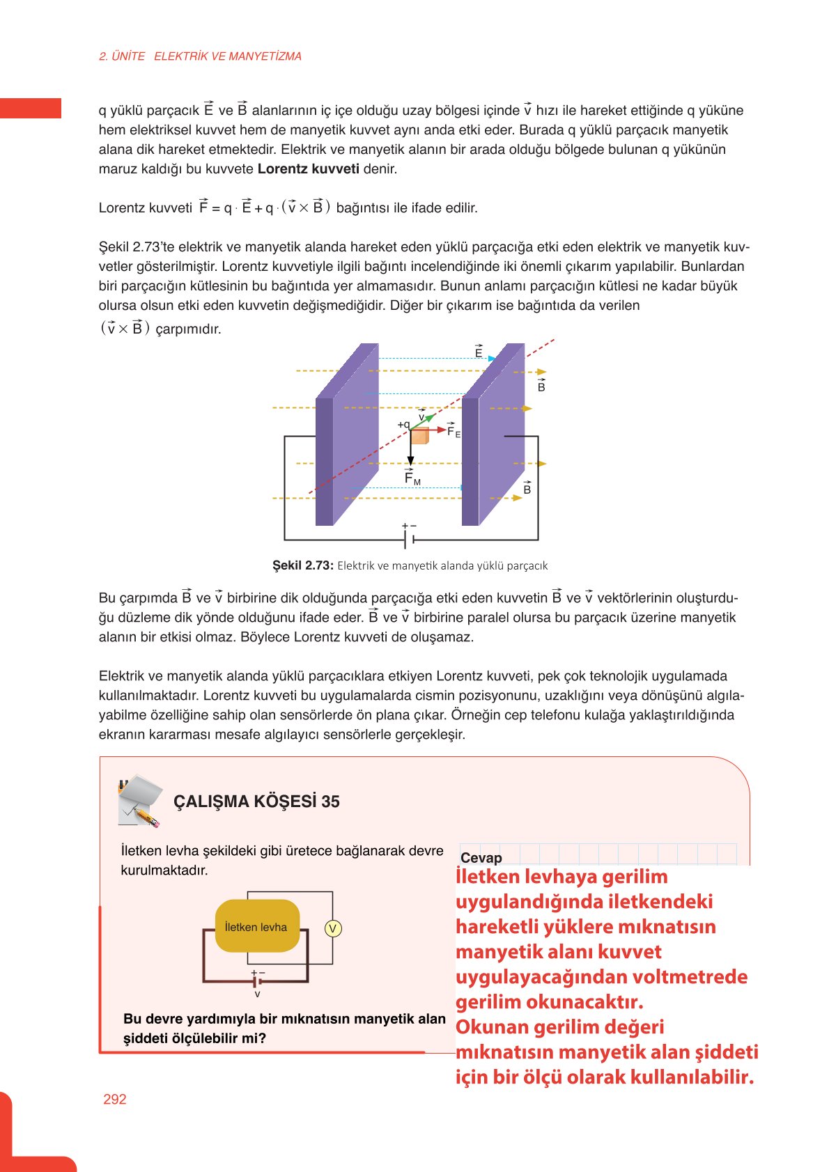 11. Sınıf Meb Yayınları Fen Lisesi Fizik Ders Kitabı Sayfa 292 Cevapları