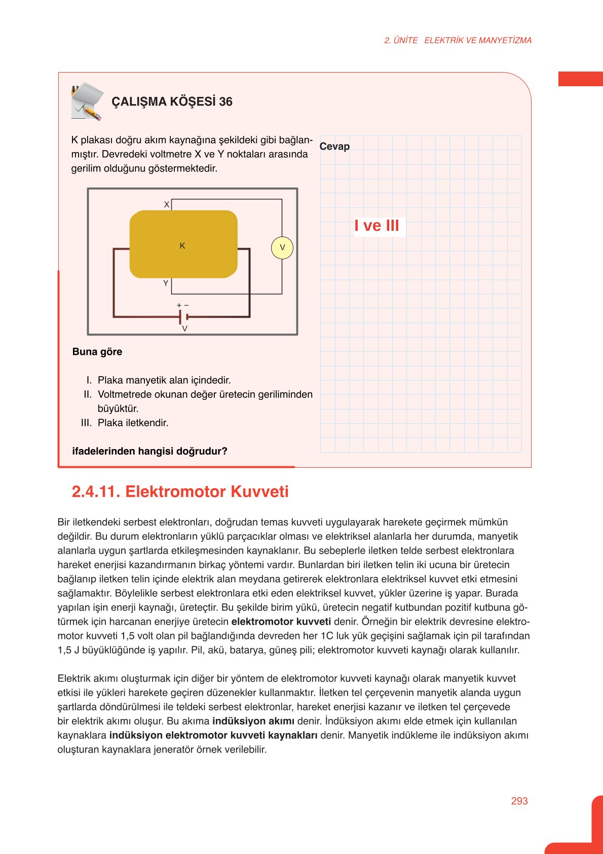 11. Sınıf Meb Yayınları Fen Lisesi Fizik Ders Kitabı Sayfa 293 Cevapları