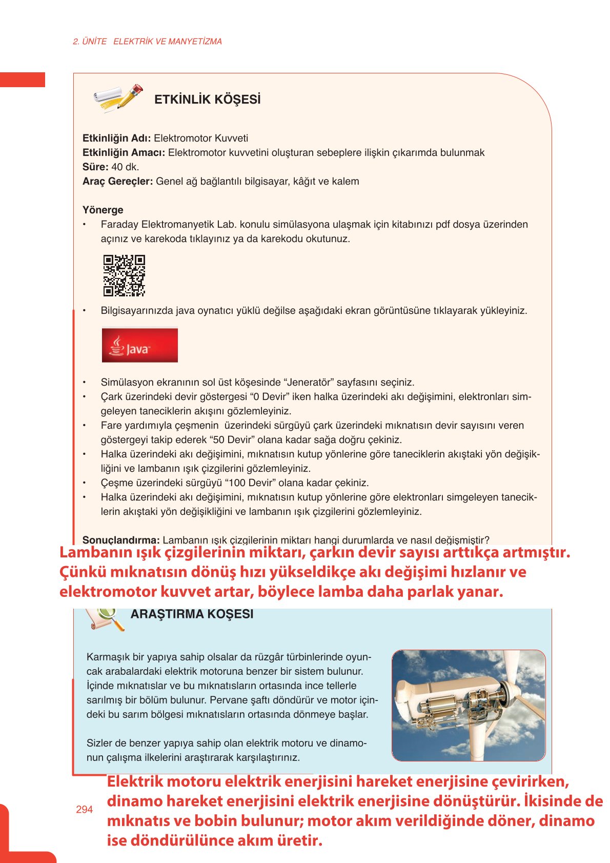 11. Sınıf Meb Yayınları Fen Lisesi Fizik Ders Kitabı Sayfa 294 Cevapları