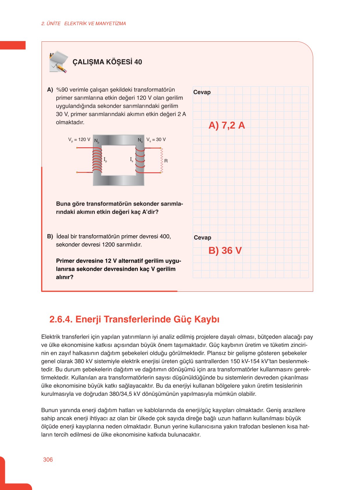 11. Sınıf Meb Yayınları Fen Lisesi Fizik Ders Kitabı Sayfa 306 Cevapları