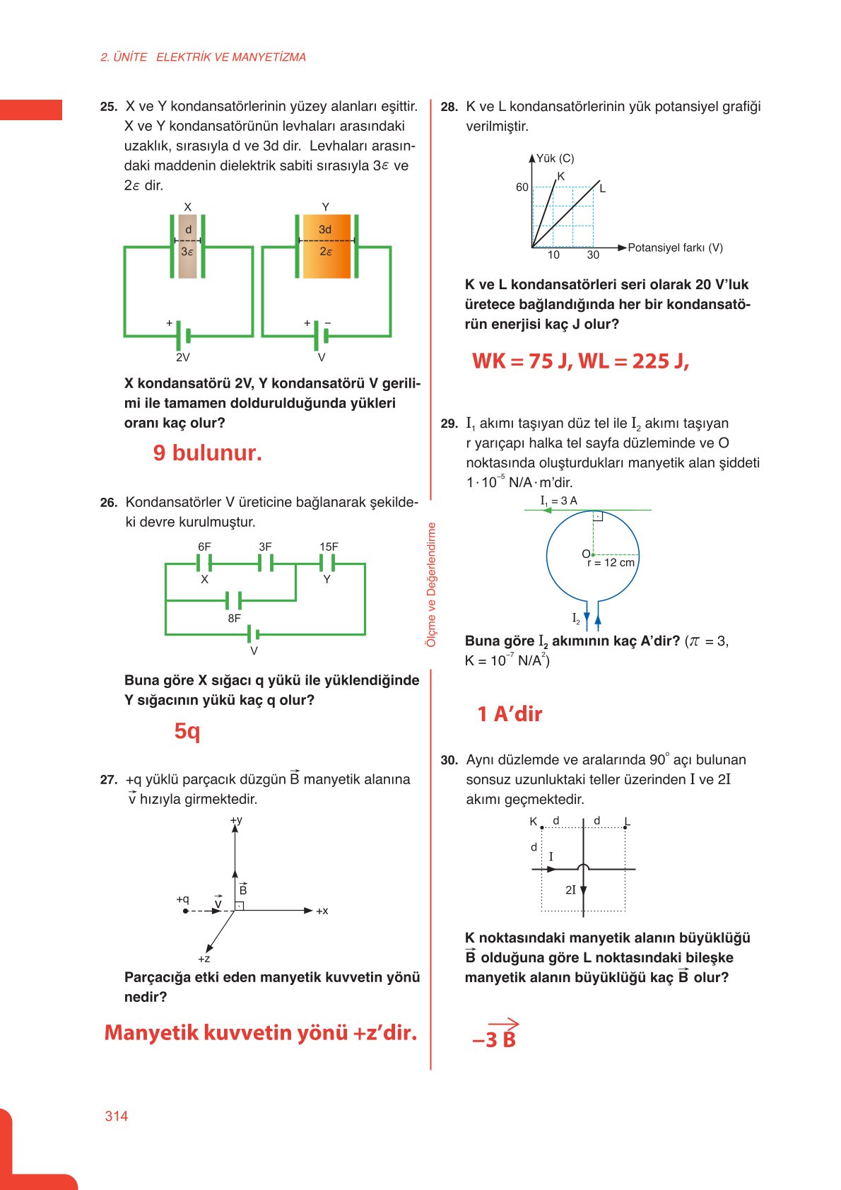 11. Sınıf Meb Yayınları Fen Lisesi Fizik Ders Kitabı Sayfa 314 Cevapları