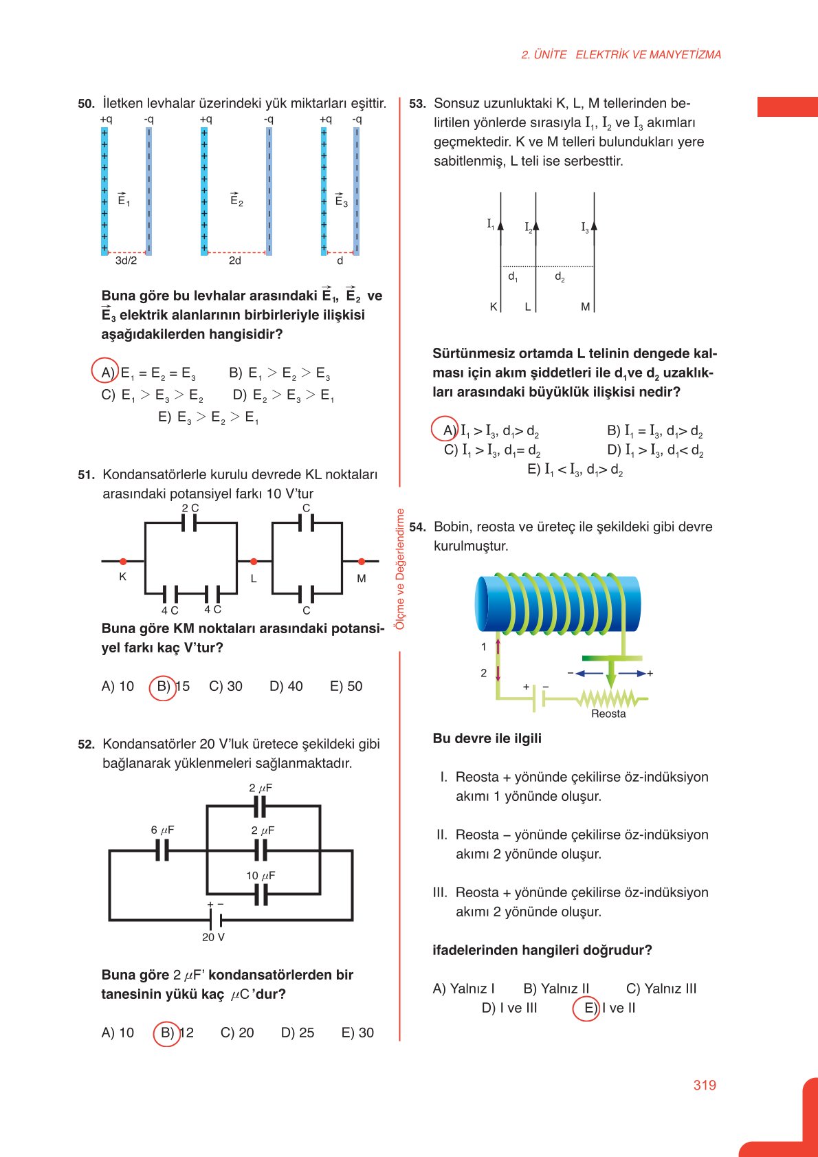 11. Sınıf Meb Yayınları Fen Lisesi Fizik Ders Kitabı Sayfa 319 Cevapları
