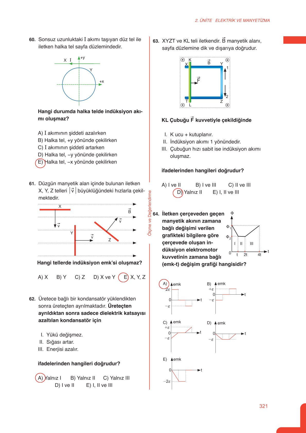 11. Sınıf Meb Yayınları Fen Lisesi Fizik Ders Kitabı Sayfa 321 Cevapları
