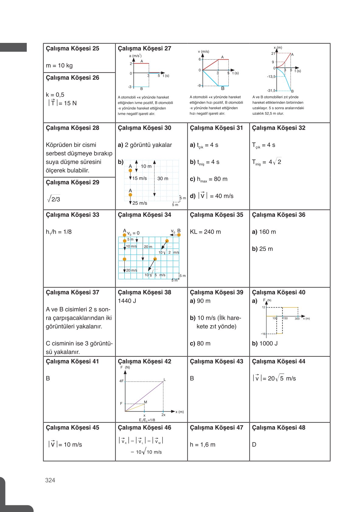 11. Sınıf Meb Yayınları Fen Lisesi Fizik Ders Kitabı Sayfa 324 Cevapları
