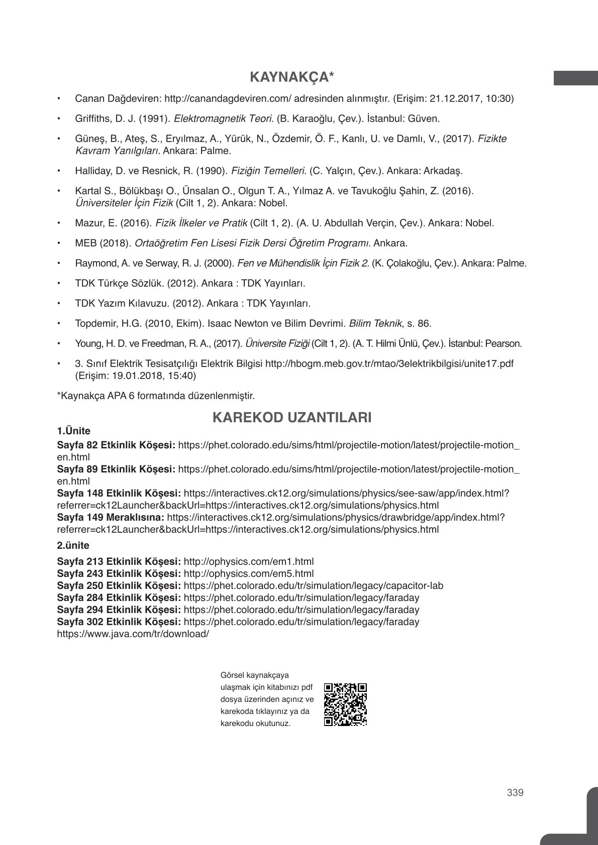 11. Sınıf Meb Yayınları Fen Lisesi Fizik Ders Kitabı Sayfa 339 Cevapları