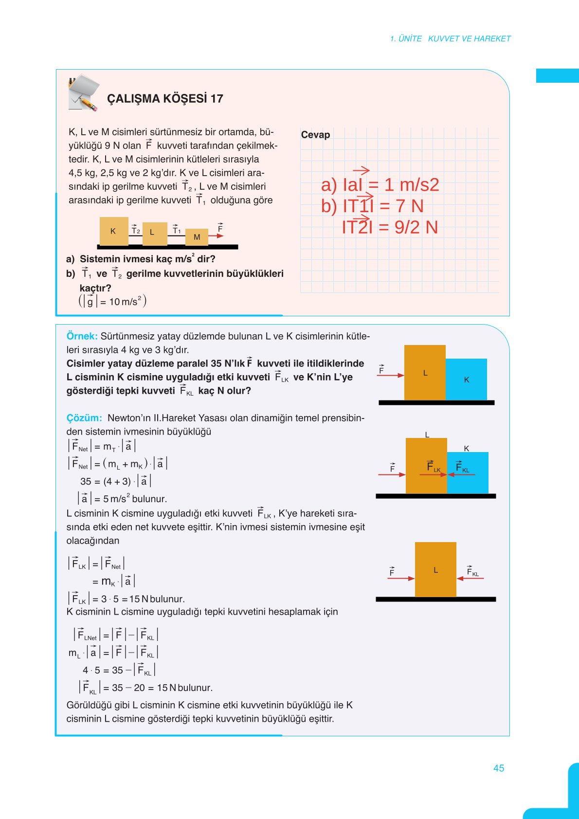 11. Sınıf Meb Yayınları Fen Lisesi Fizik Ders Kitabı Sayfa 45 Cevapları