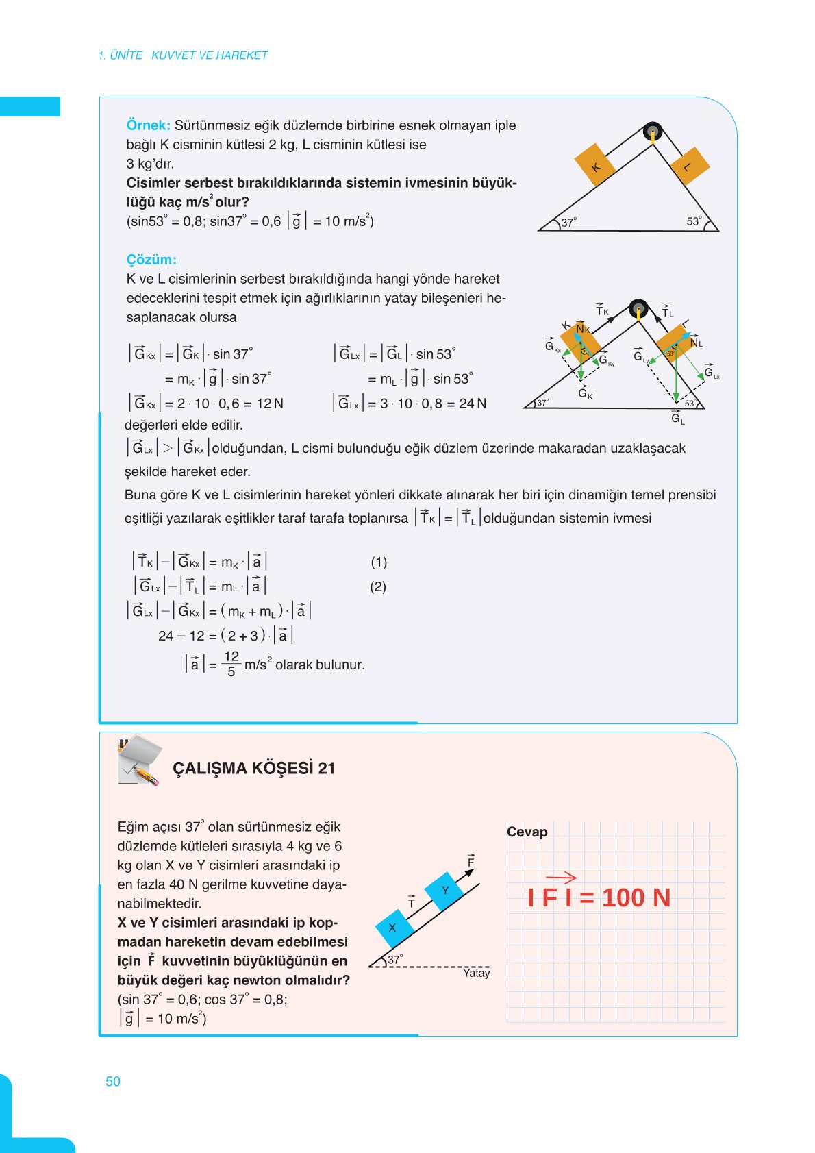 11. Sınıf Meb Yayınları Fen Lisesi Fizik Ders Kitabı Sayfa 50 Cevapları