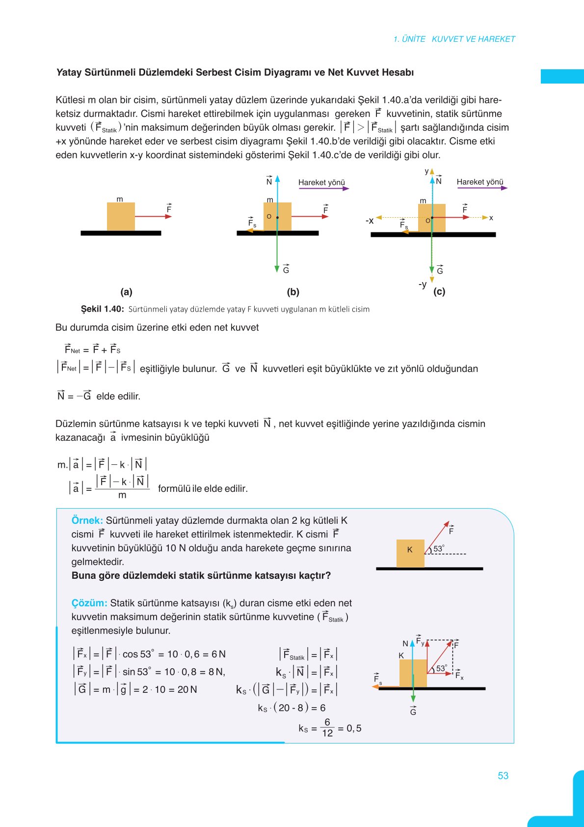 11. Sınıf Meb Yayınları Fen Lisesi Fizik Ders Kitabı Sayfa 53 Cevapları