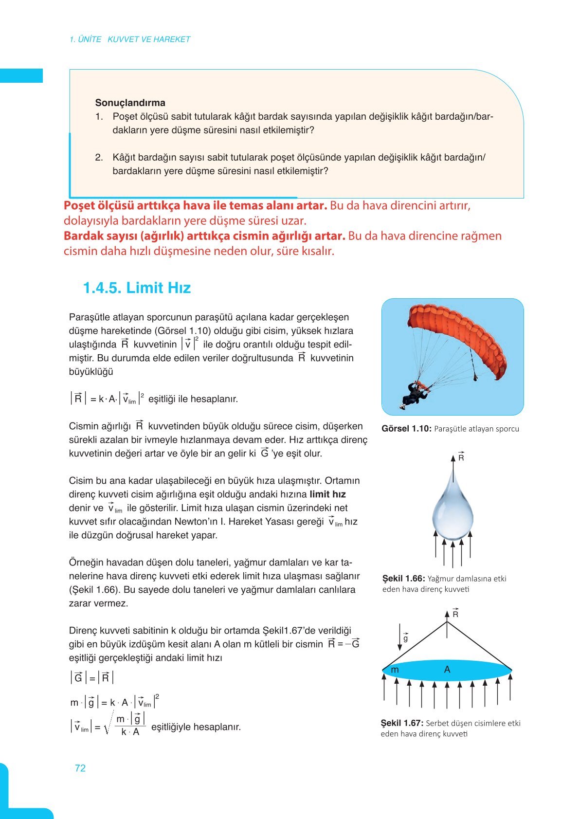 11. Sınıf Meb Yayınları Fen Lisesi Fizik Ders Kitabı Sayfa 72 Cevapları
