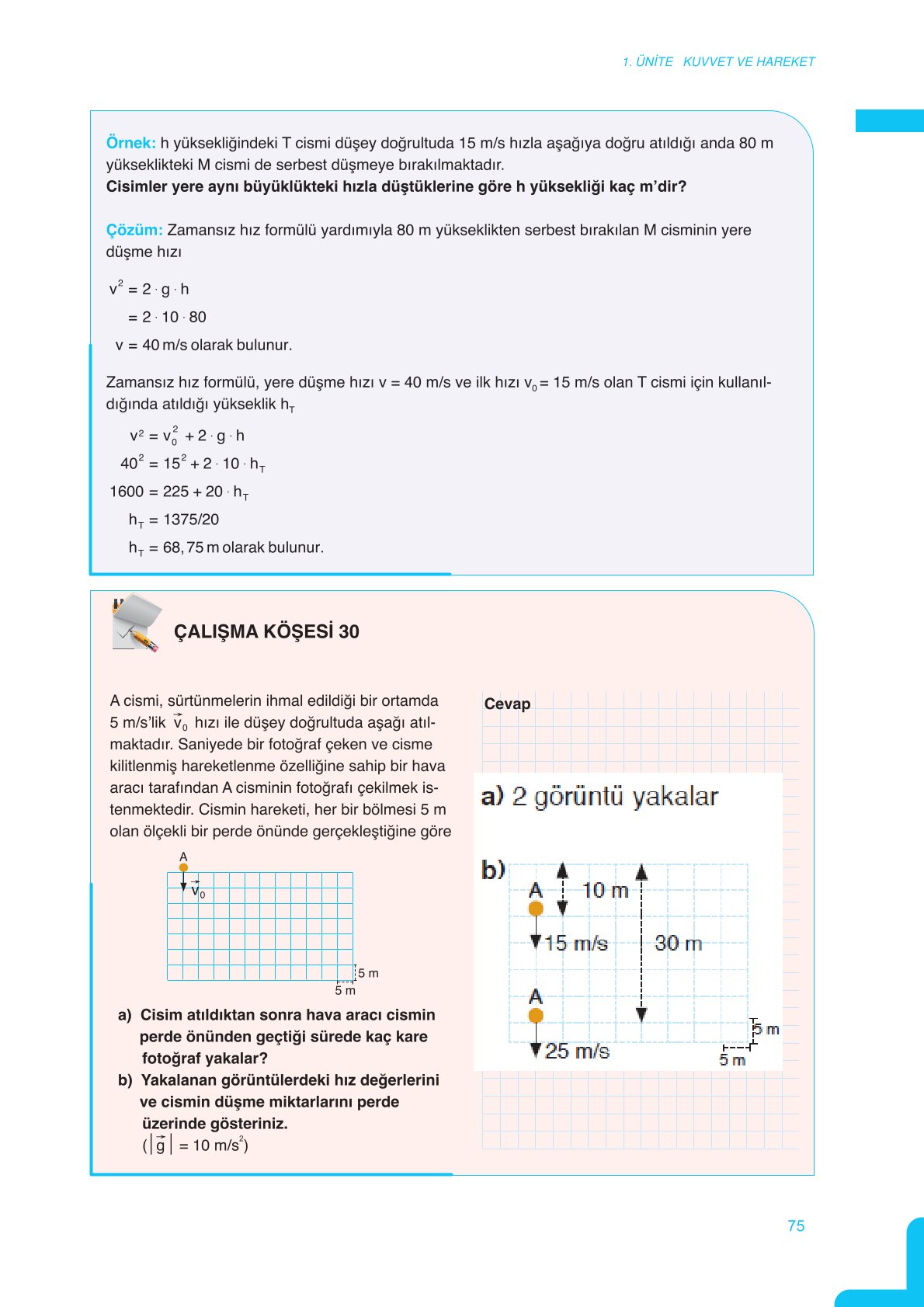 11. Sınıf Meb Yayınları Fen Lisesi Fizik Ders Kitabı Sayfa 75 Cevapları