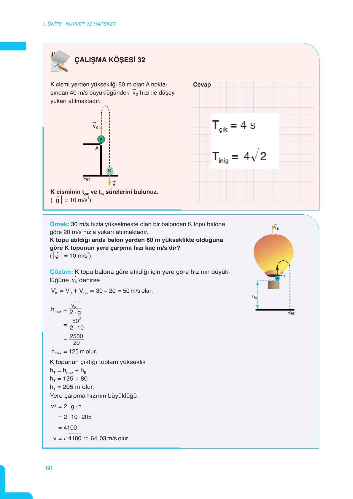 11. Sınıf Meb Yayınları Fen Lisesi Fizik Ders Kitabı Sayfa 80 Cevapları