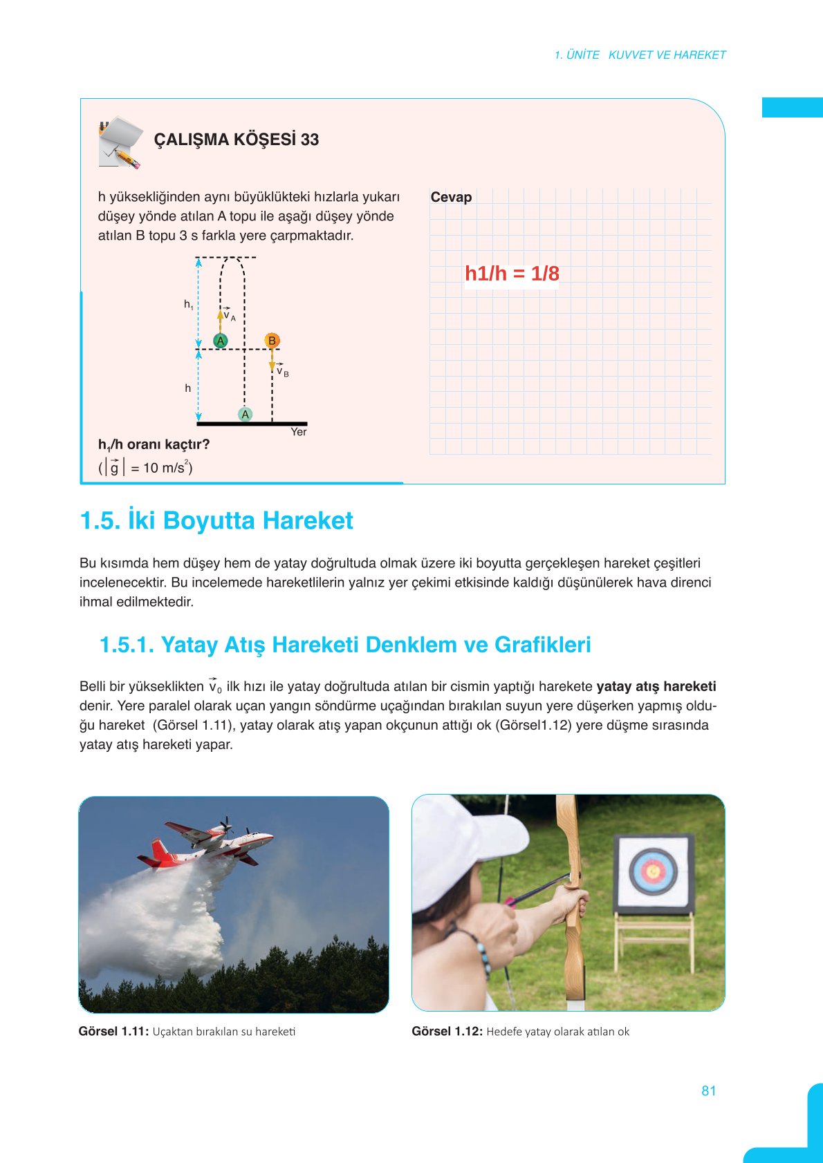 11. Sınıf Meb Yayınları Fen Lisesi Fizik Ders Kitabı Sayfa 81 Cevapları