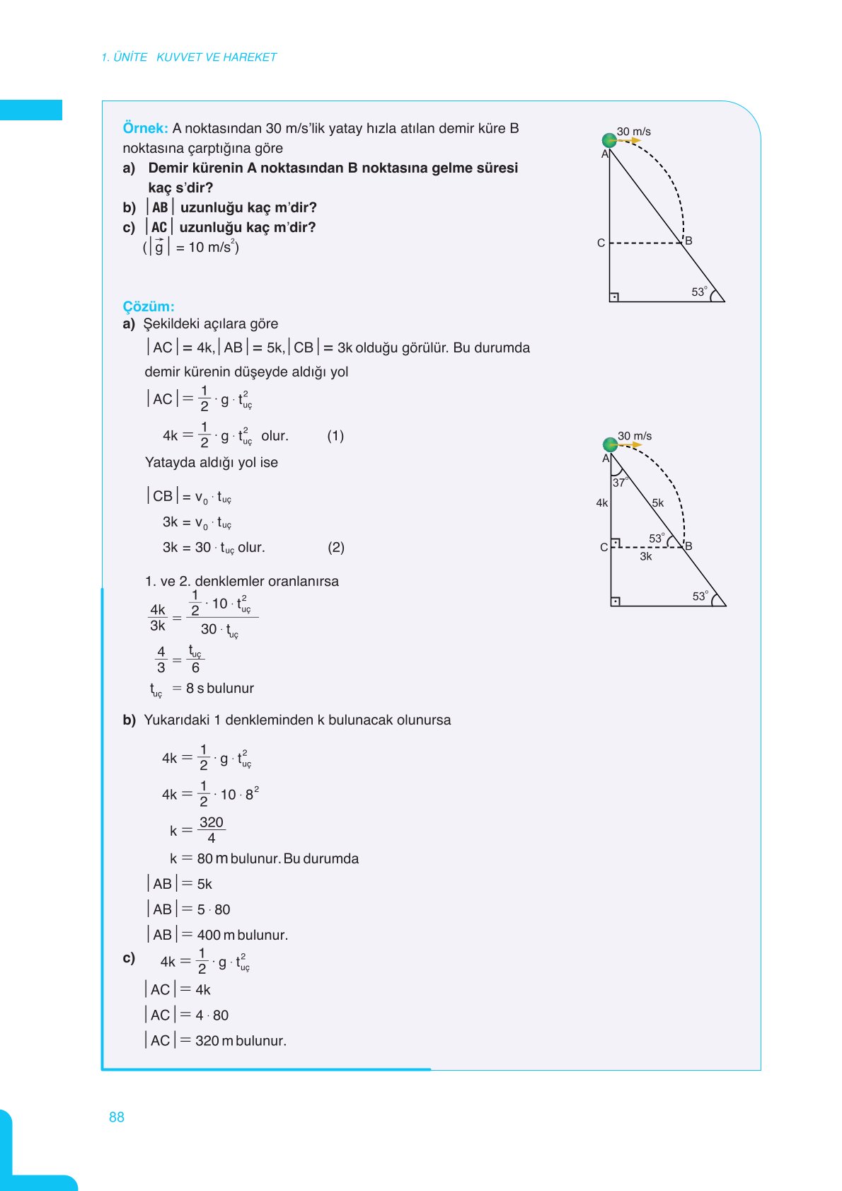 11. Sınıf Meb Yayınları Fen Lisesi Fizik Ders Kitabı Sayfa 88 Cevapları