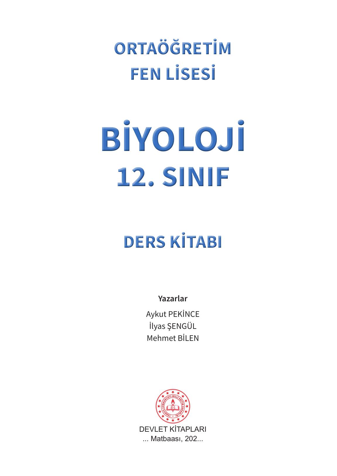 12. Sınıf Meb Yayınları Fen Lisesi Biyoloji Ders Kitabı Sayfa 1 Cevapları