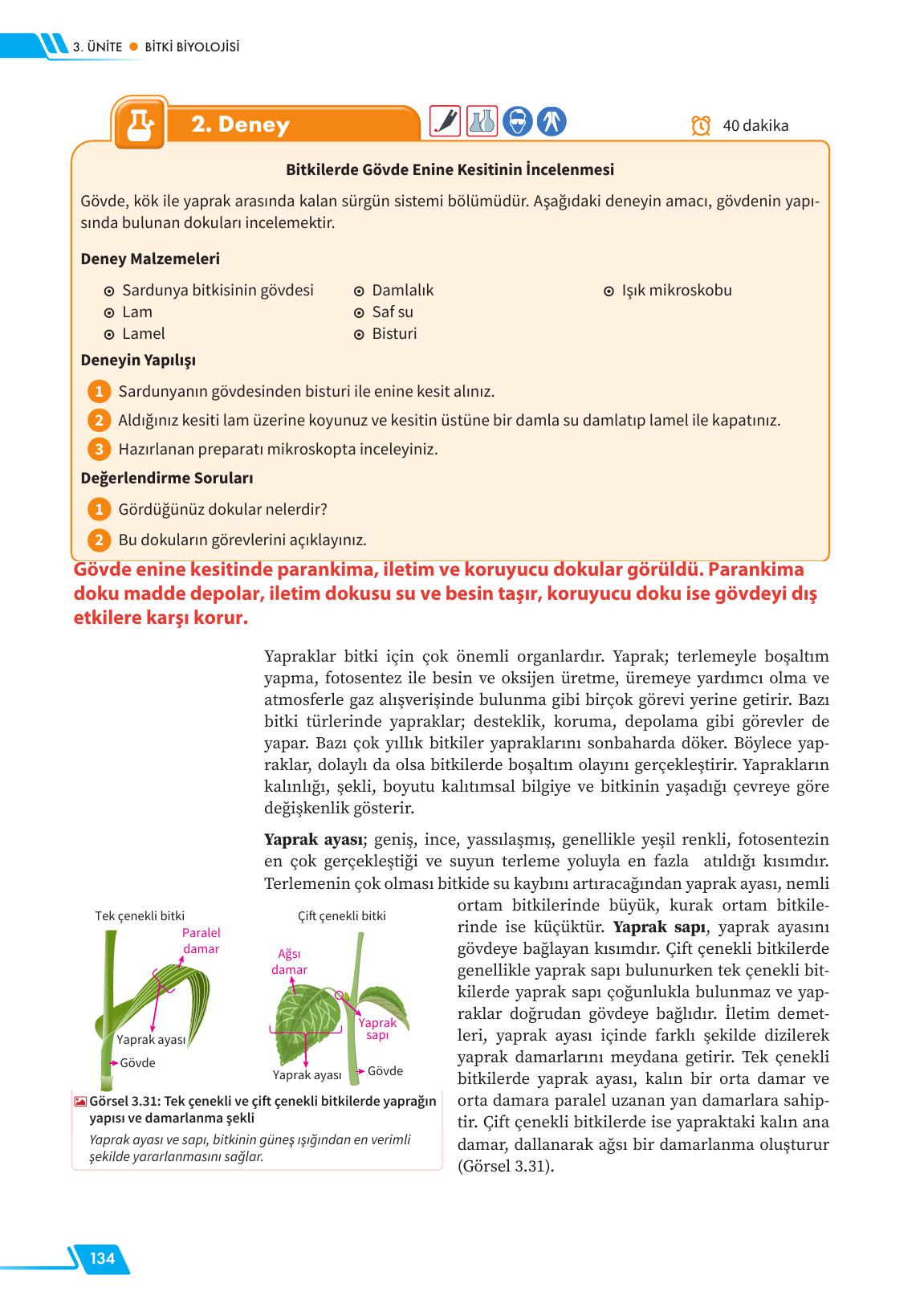 12. Sınıf Meb Yayınları Fen Lisesi Biyoloji Ders Kitabı Sayfa 134 Cevapları