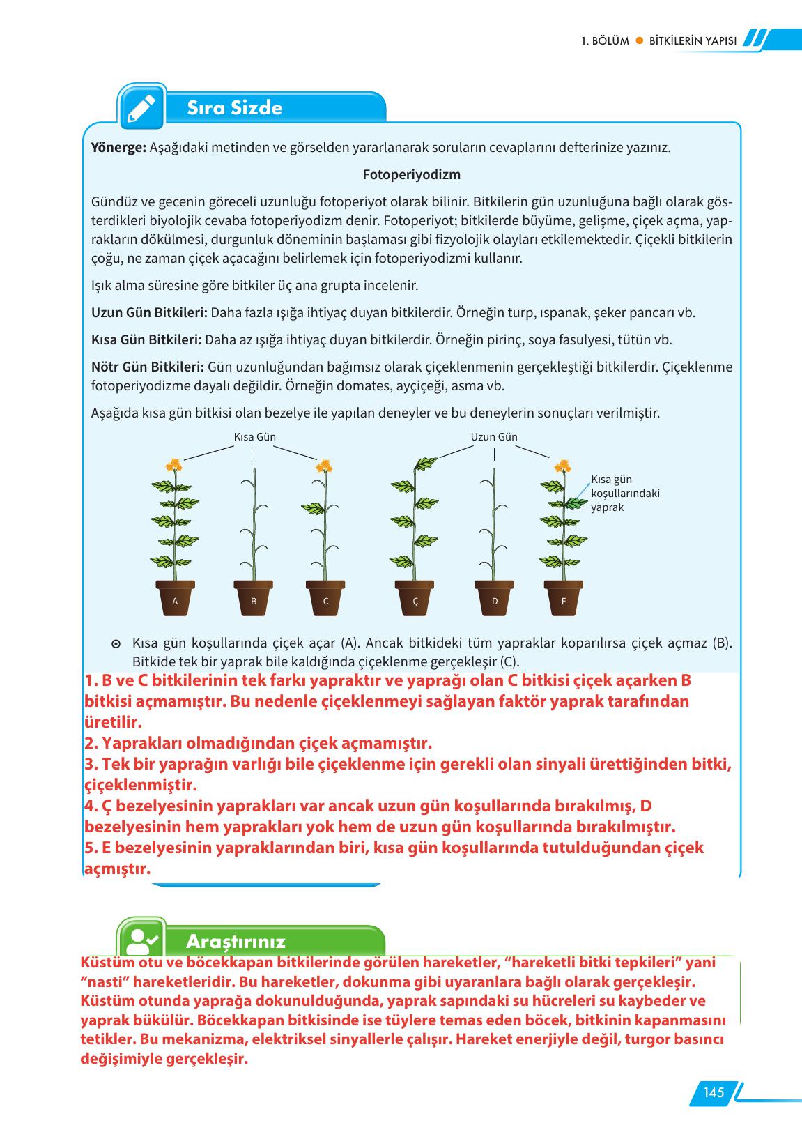 12. Sınıf Meb Yayınları Fen Lisesi Biyoloji Ders Kitabı Sayfa 145 Cevapları 12. Sınıf Meb Yayınları Fen Lisesi Biyoloji Ders Kitabı Sayfa 145 Cevapları
