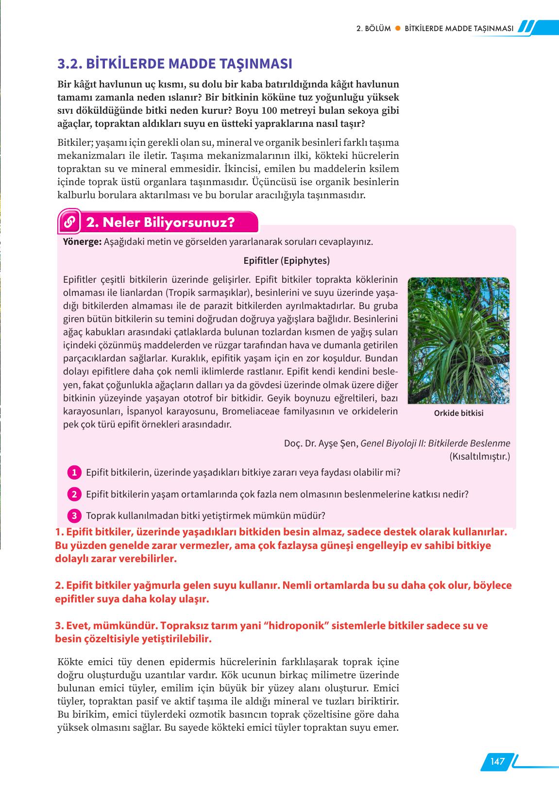 12. Sınıf Meb Yayınları Fen Lisesi Biyoloji Ders Kitabı Sayfa 147 Cevapları