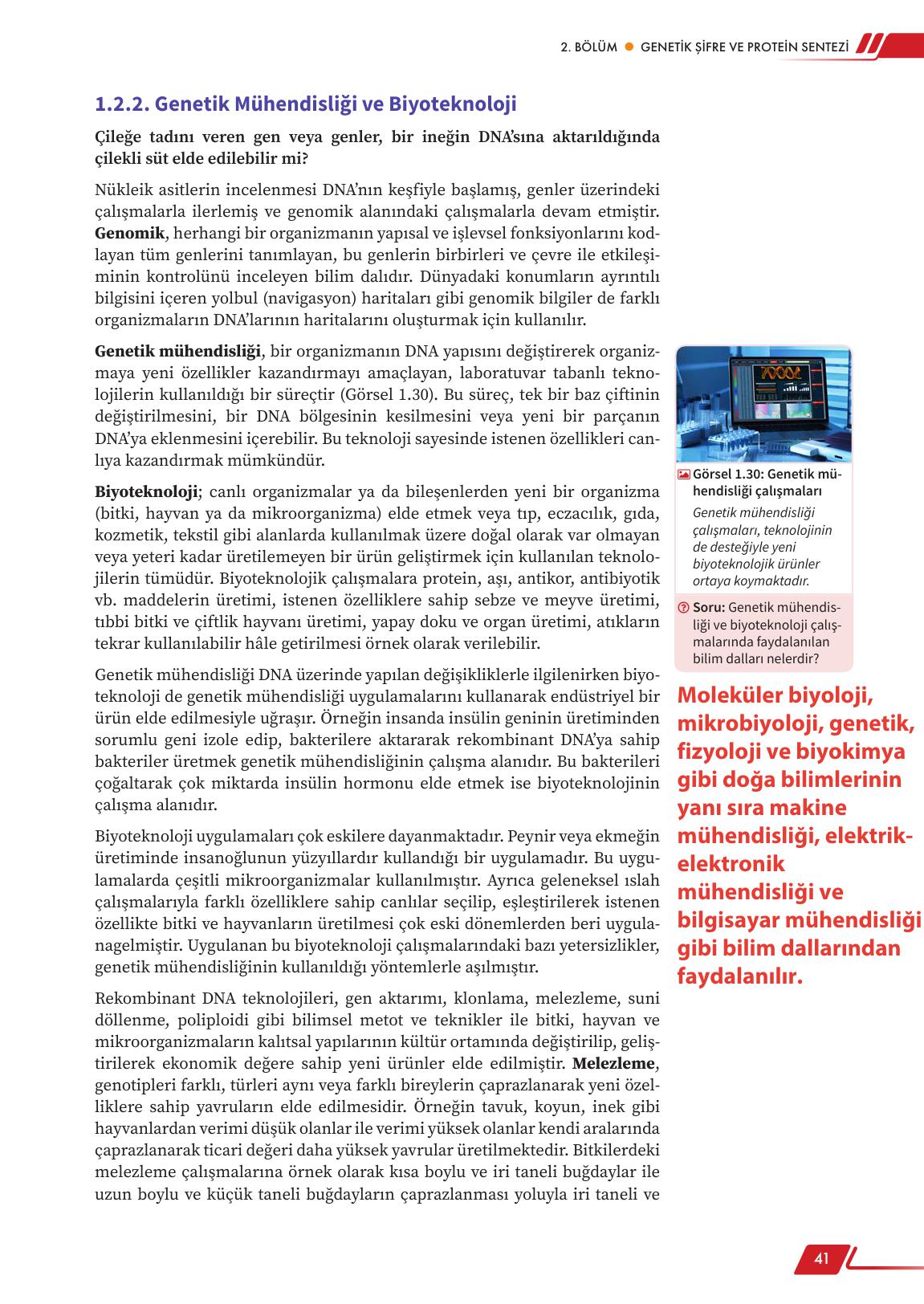 12. Sınıf Meb Yayınları Fen Lisesi Biyoloji Ders Kitabı Sayfa 41 Cevapları